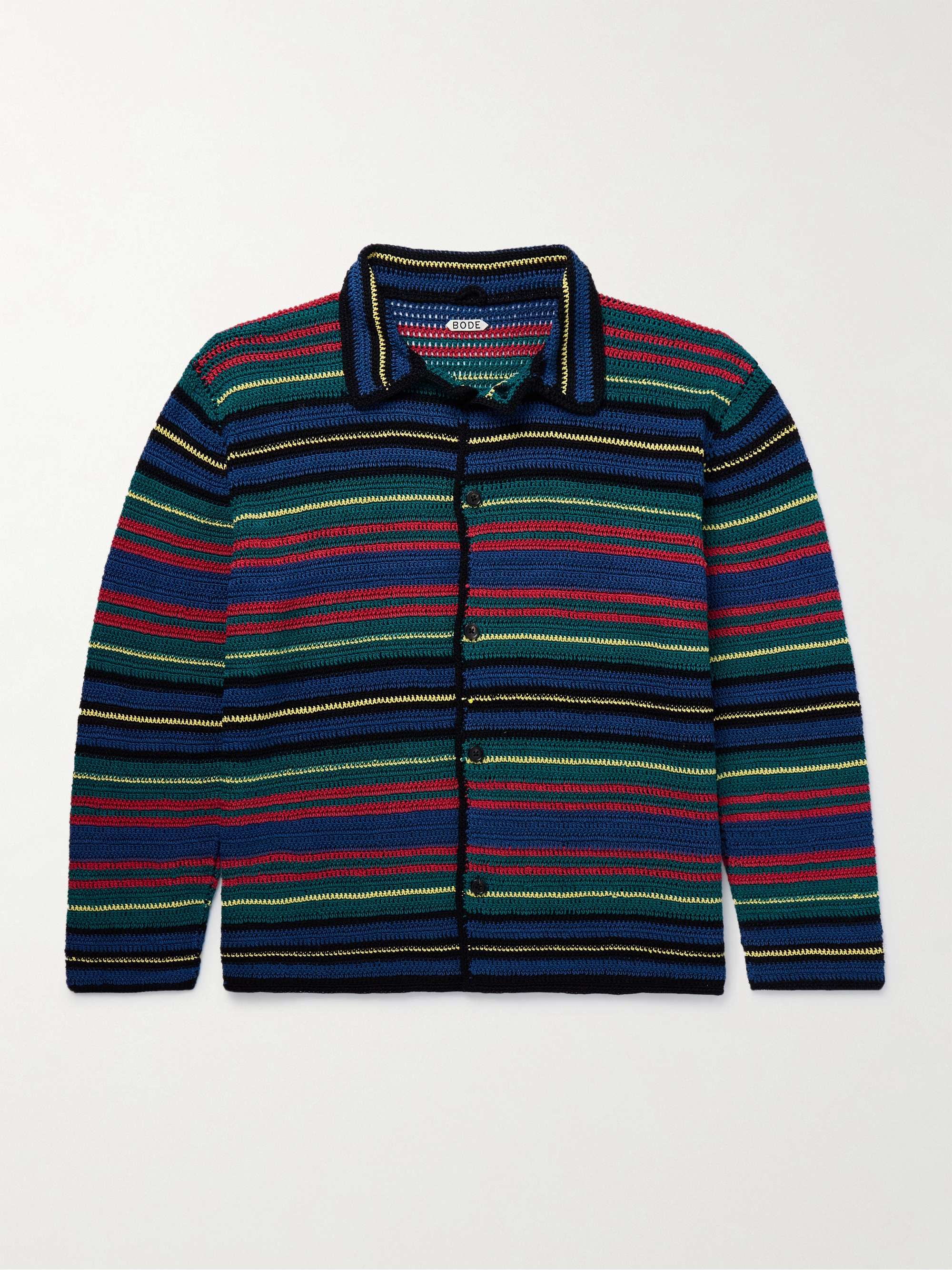 Riverbank Striped Crocheted Cotton Shirt view