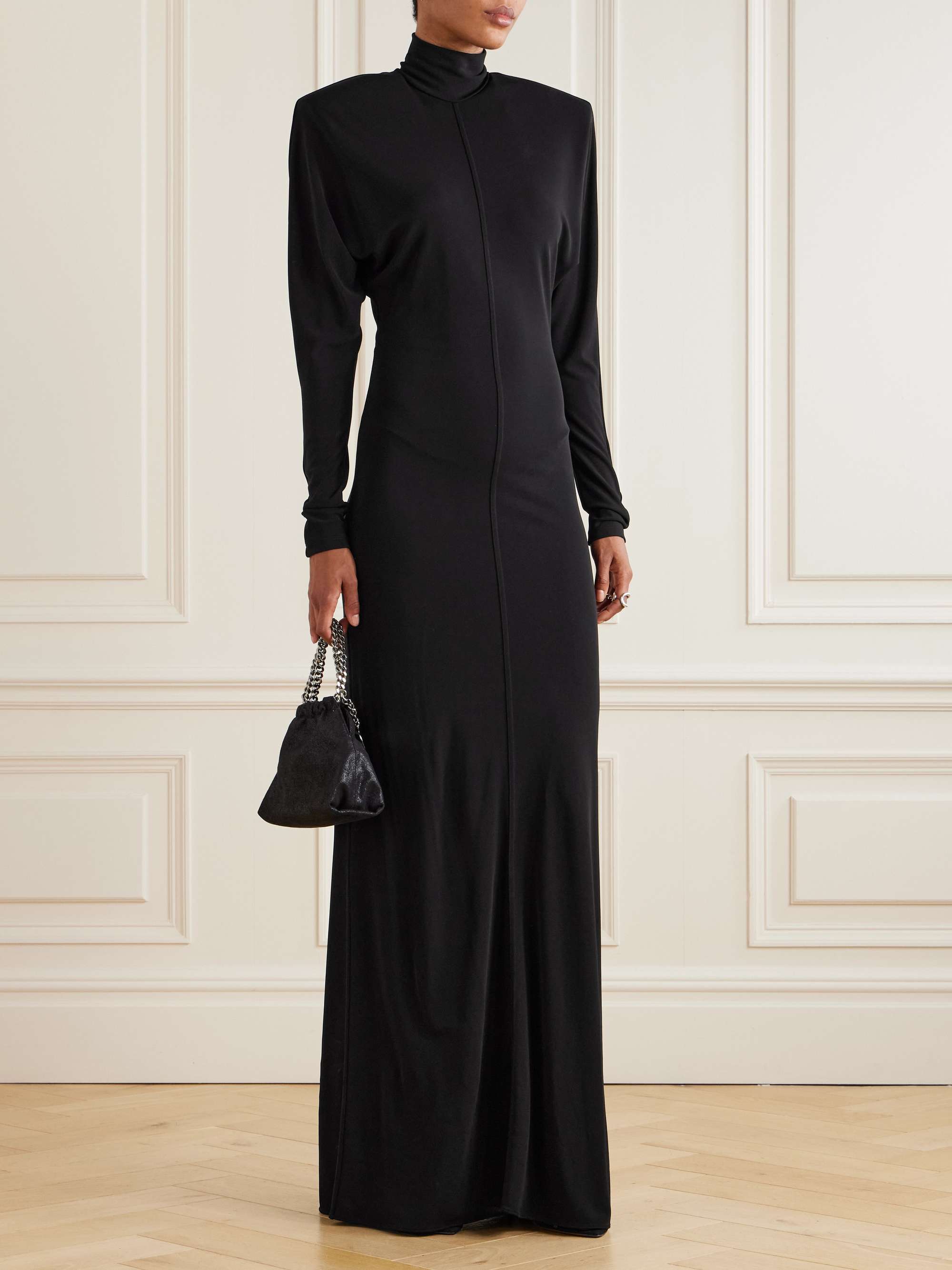 Crepe-jersey turtleneck gown view