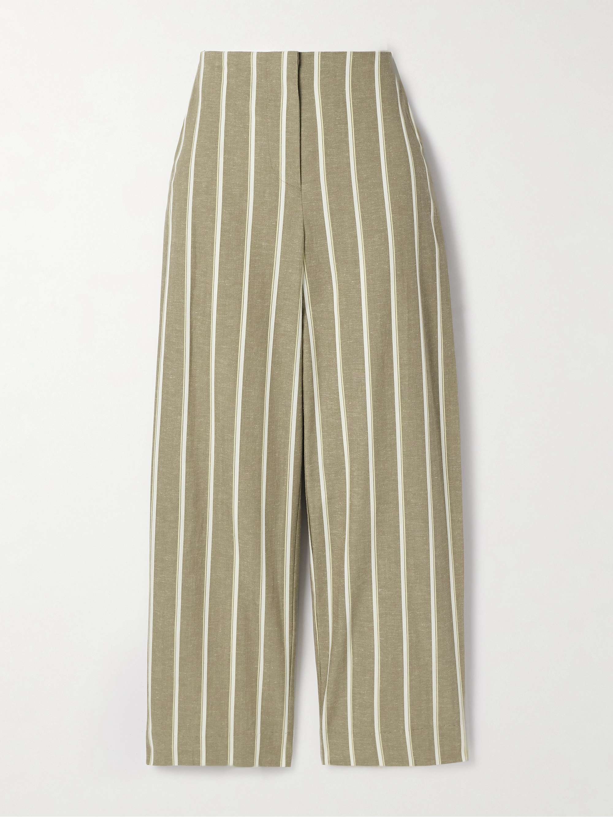 Maeve striped cotton and linen-blend wide-leg pants view