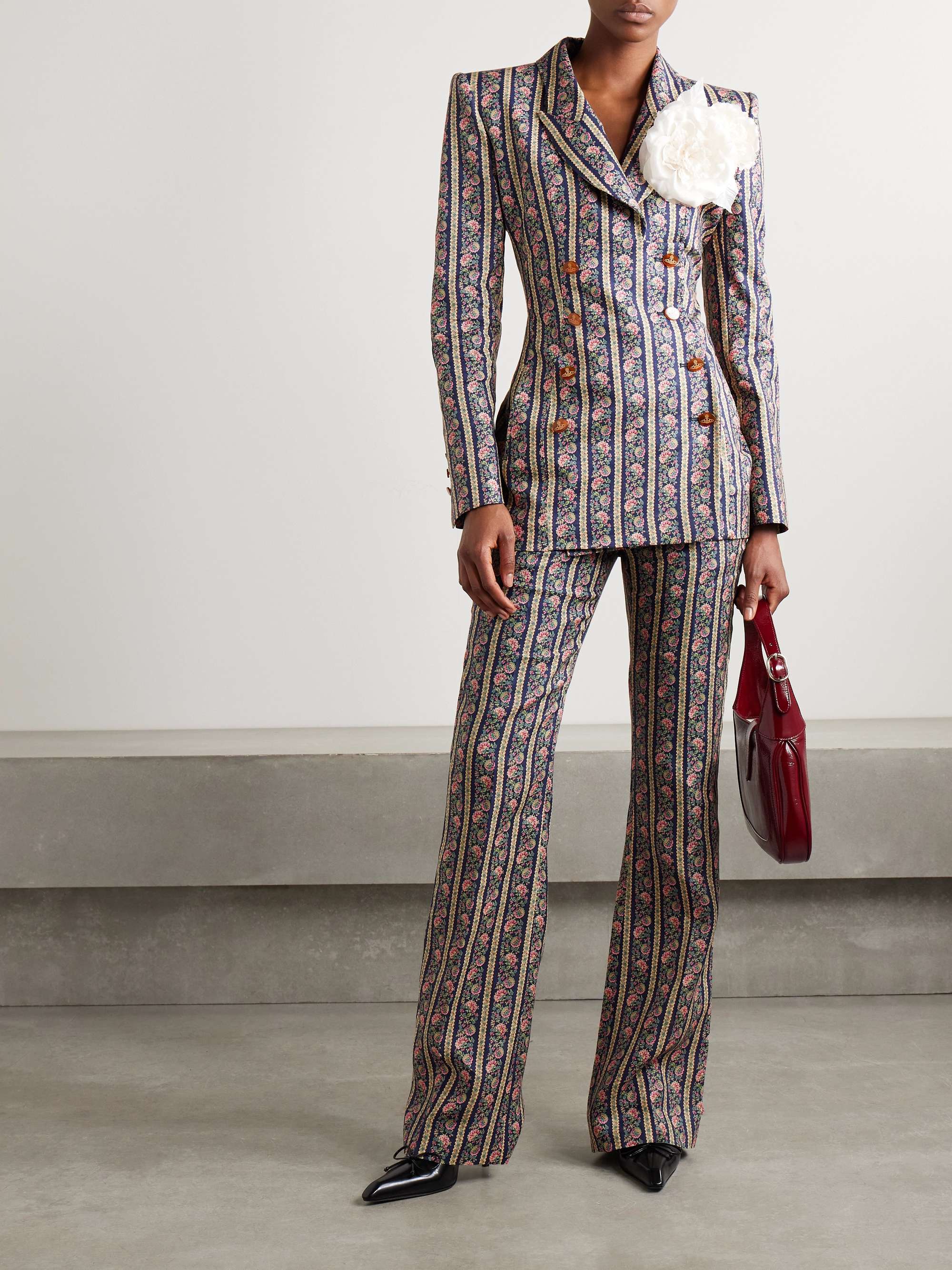 Ray floral-print linen flared pants view