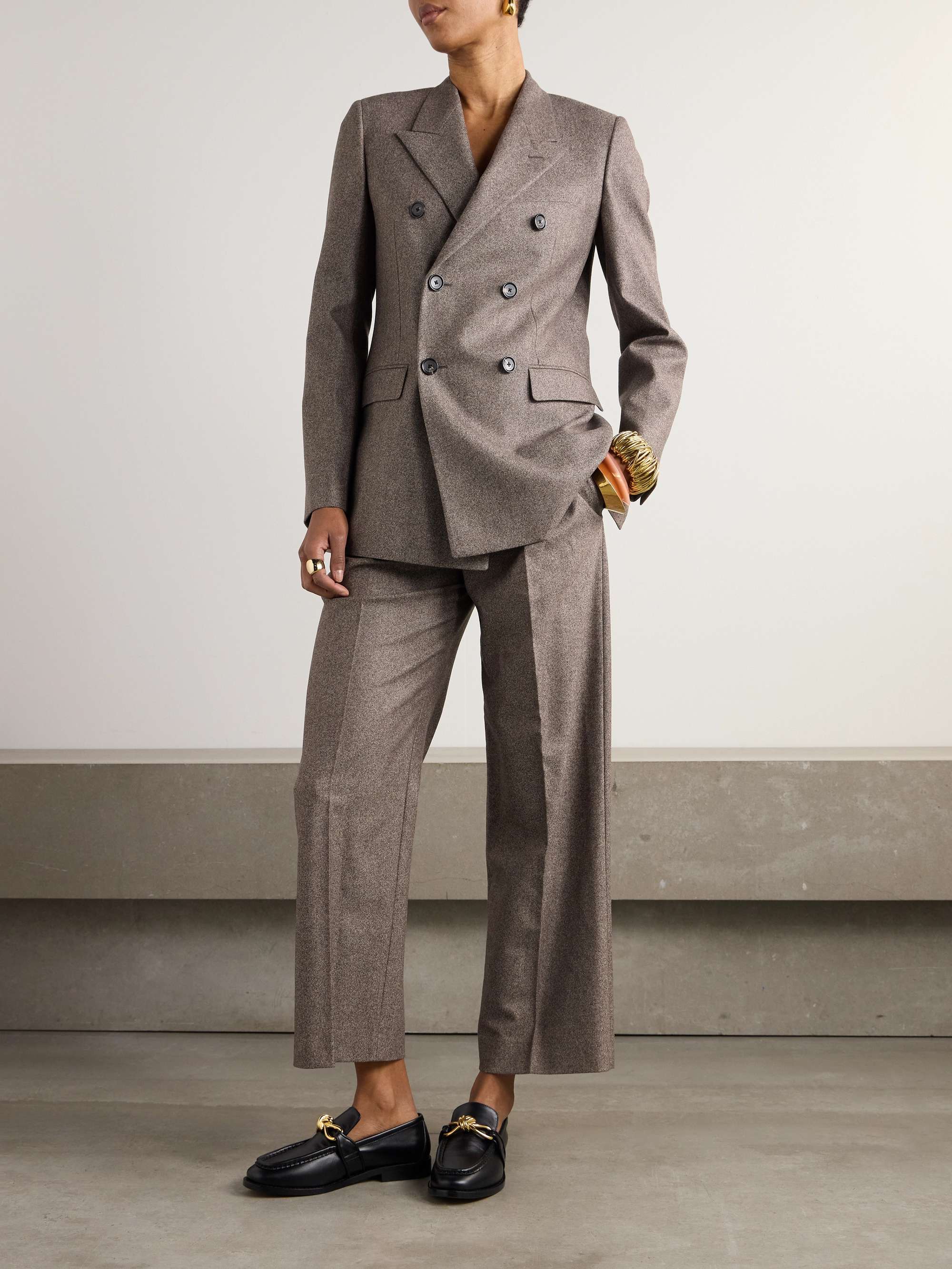 Double-breasted wool and cashmere-blend twill blazer view