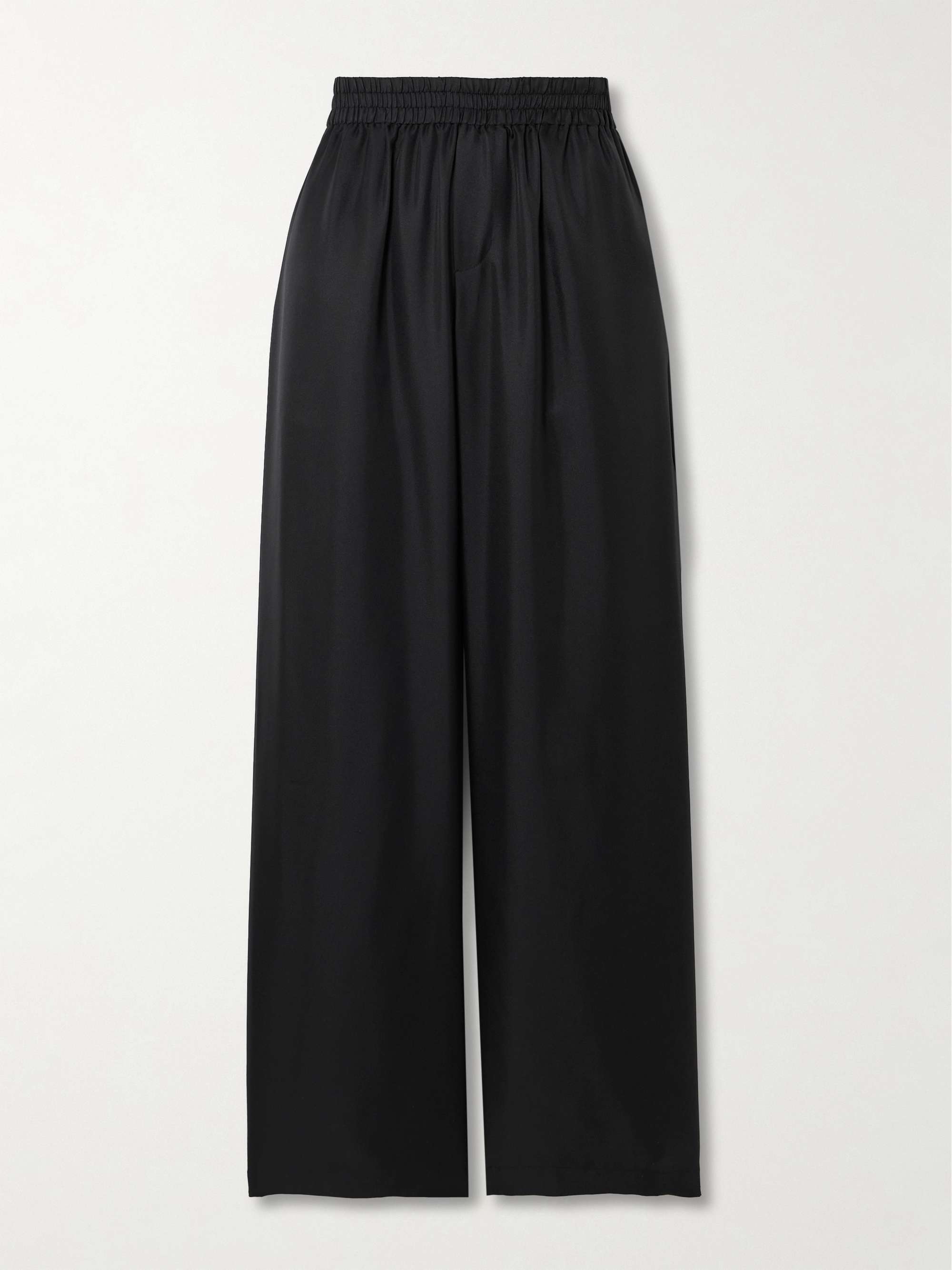 Silk-twill wide-leg track pants view