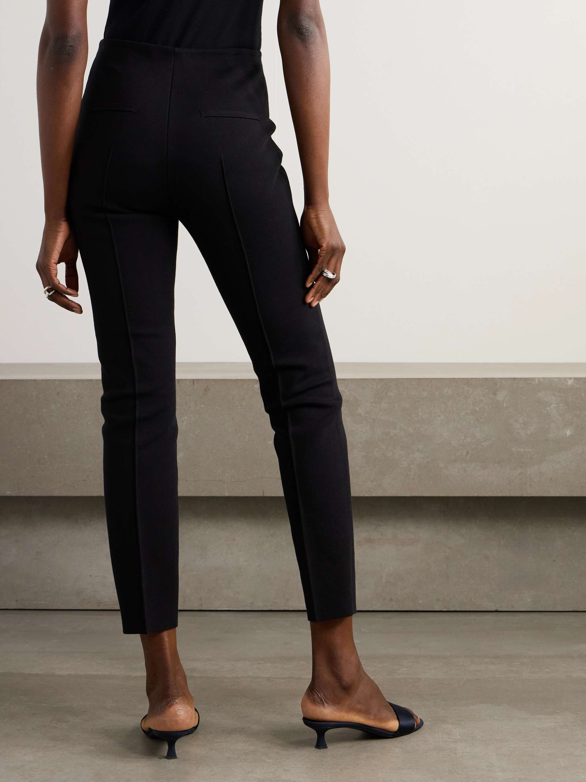 Cotton-blend slim-leg pants view