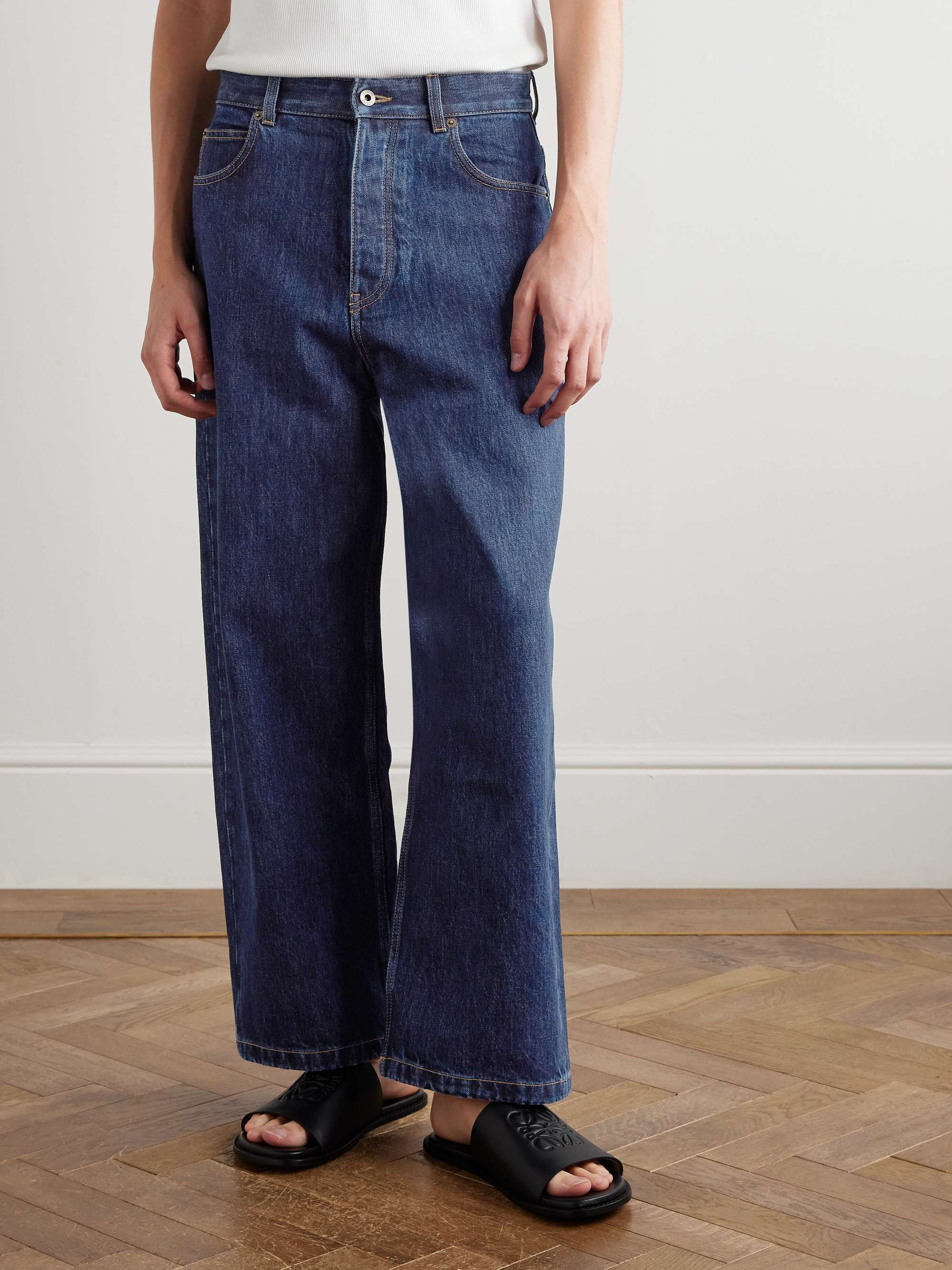 Wide-Leg Logo-Appliquéd Jeans view