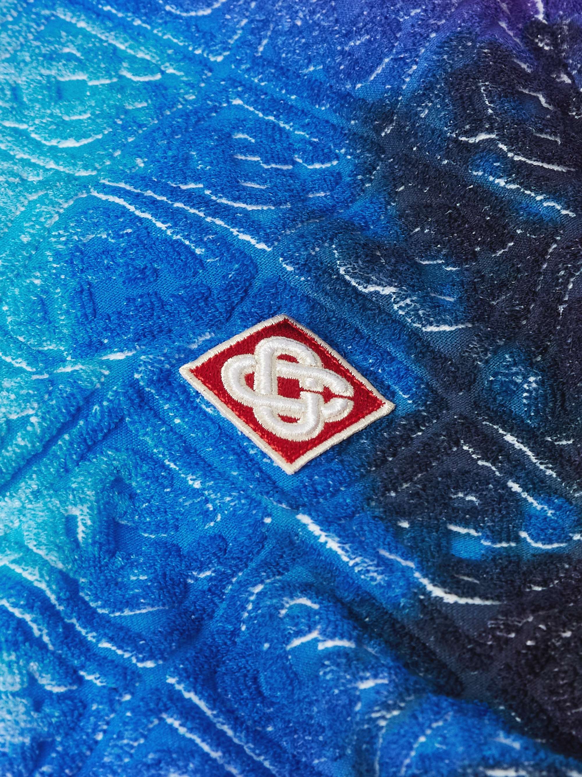 Camp-Collar Logo-Appliquéd Tie-Dyed Jacquard-Knit Cotton-Blend Terry Shirt view