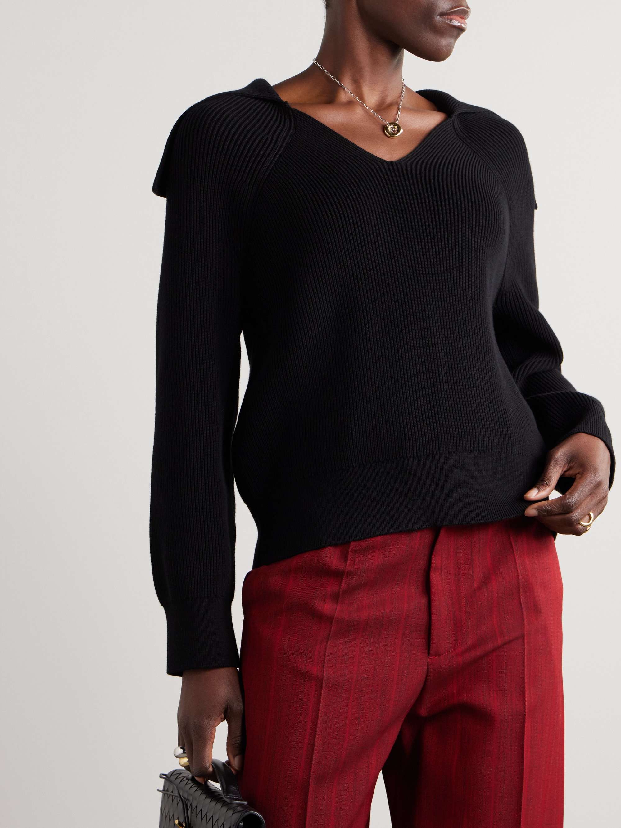Ribbed cotton-blend sweater view