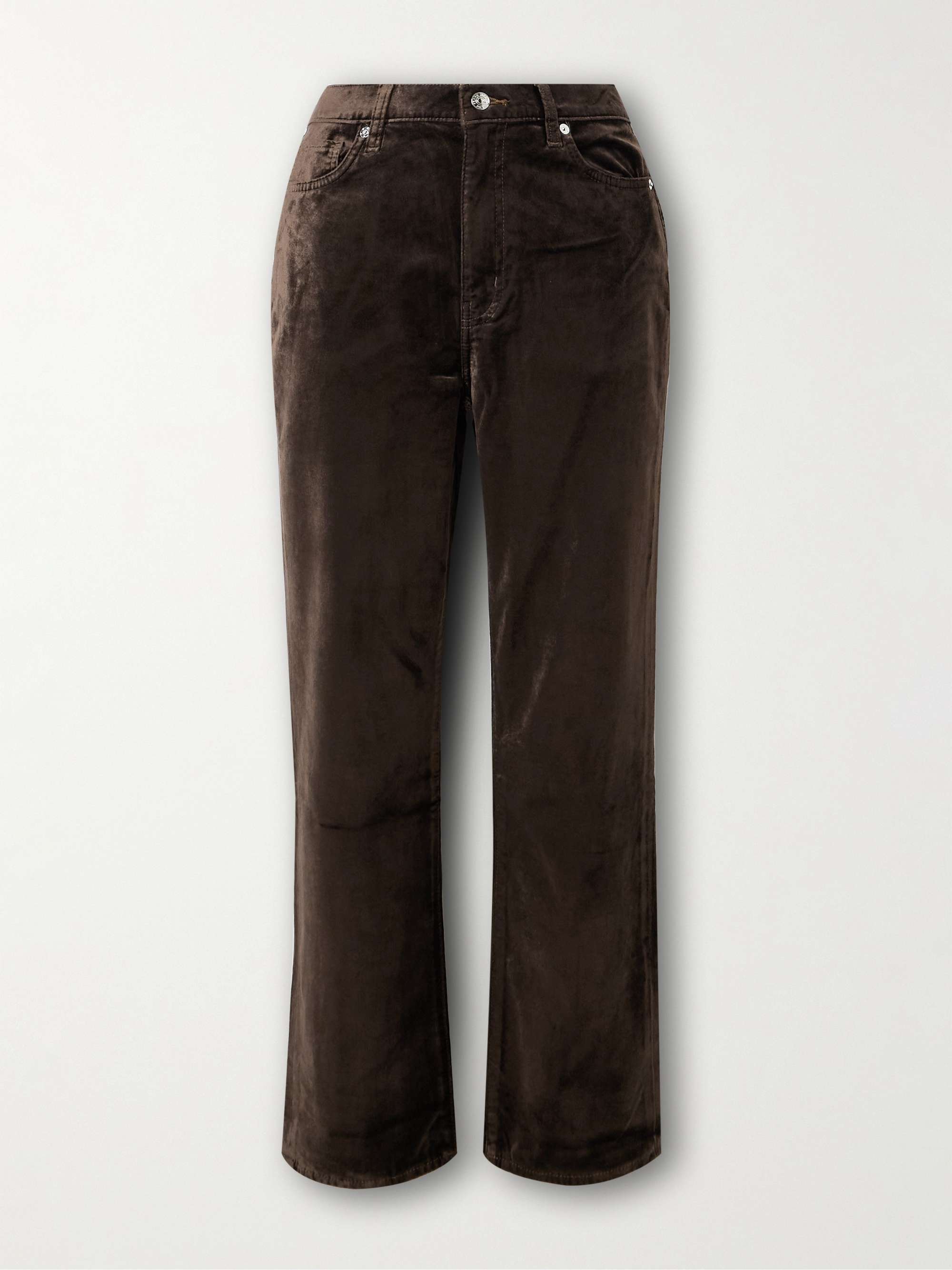 Le Sleek cropped cotton-blend velvet bootcut pants view