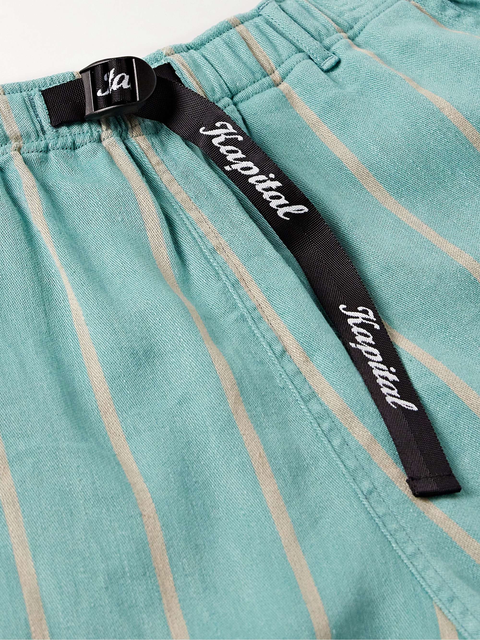 Phillies Straight-Leg Striped Belted Linen and Cotton-Blend Shorts view