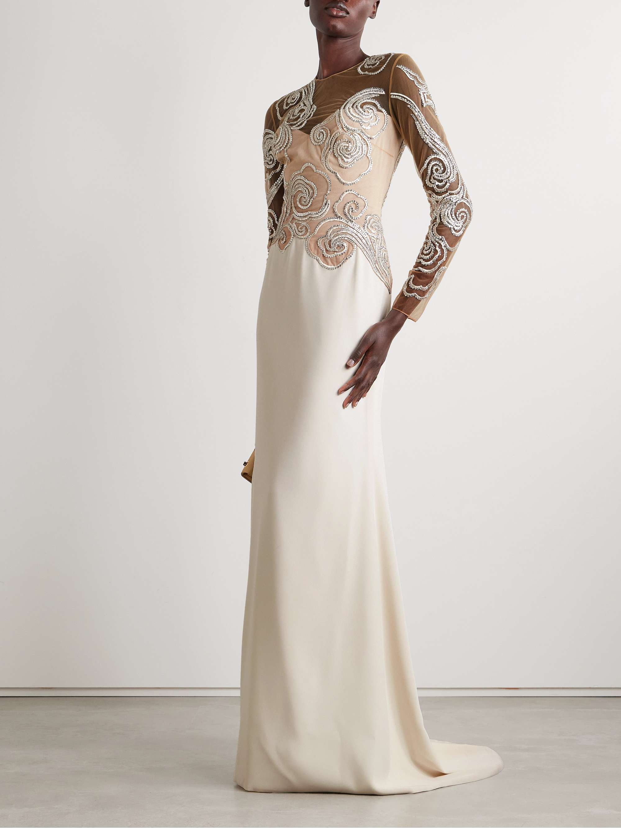 Crystal-embellished tulle and faille gown view
