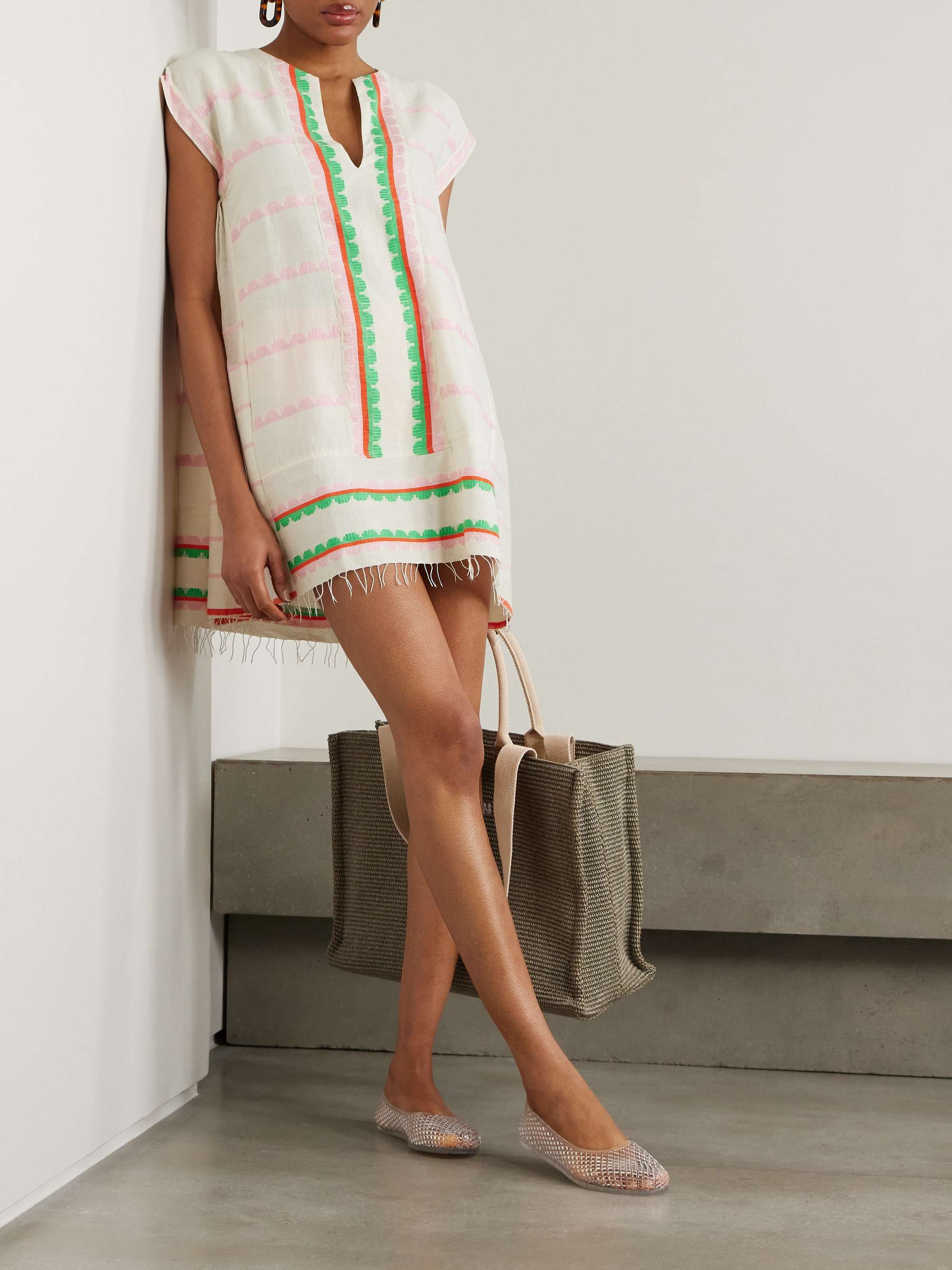 Elina fringed striped cotton kaftan view
