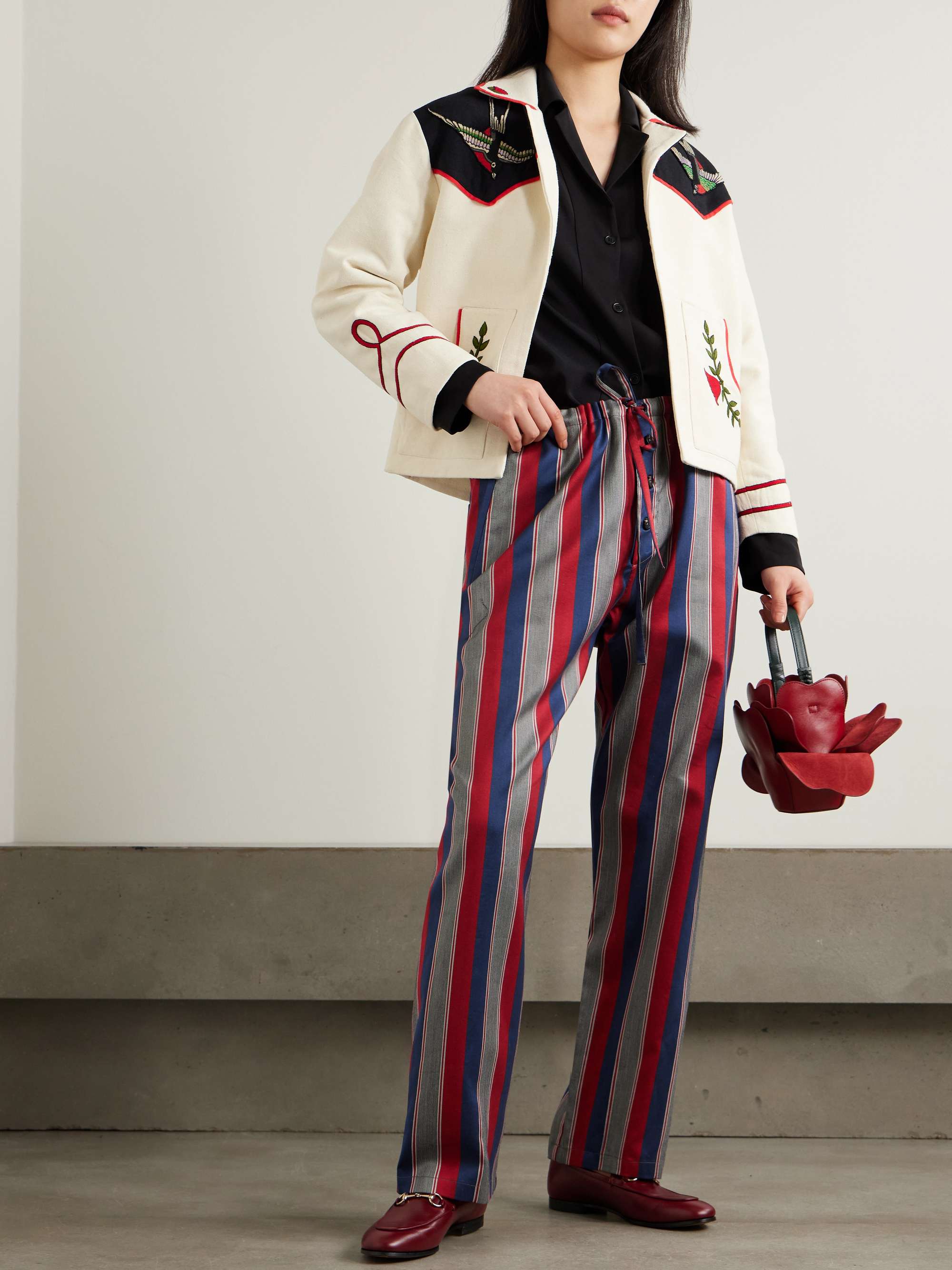 Western Royal Flush embroidered silk-bouclé jacket view