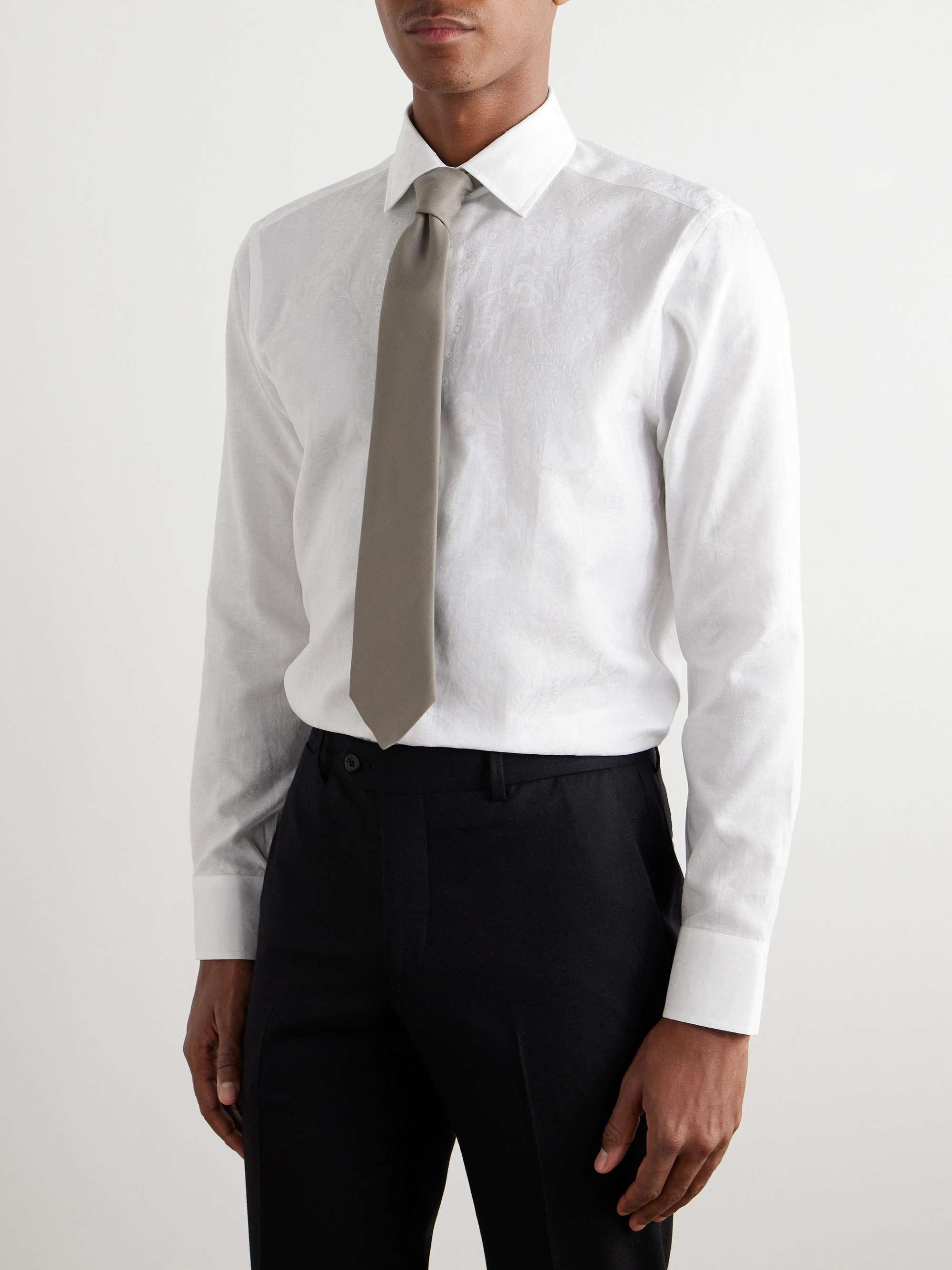 Slim-Fit Paisley-Jacquard Cotton Shirt view