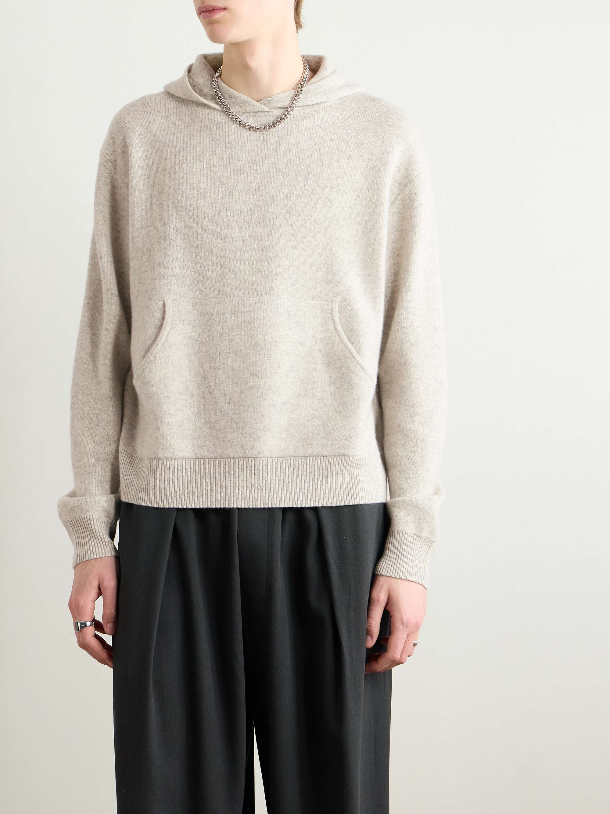 Logo-Appliquéd Cashmere-Blend Hoodie view