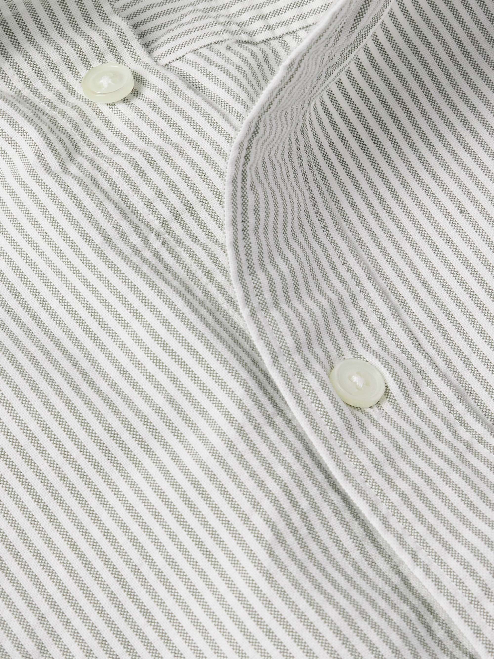 Colby 5910 Button-Down Collar Logo-Embroidered Striped Organic Cotton Shirt view