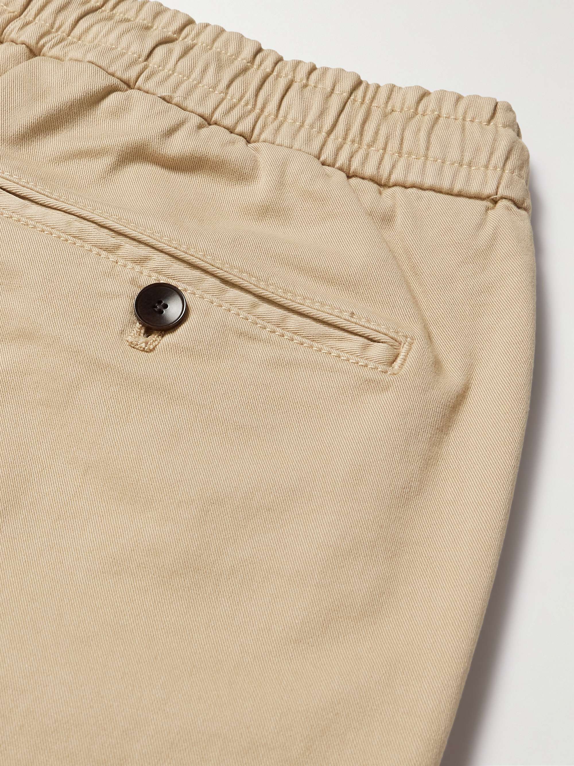 Straight-Leg Cotton-Blend Twill Drawstring Trousers view