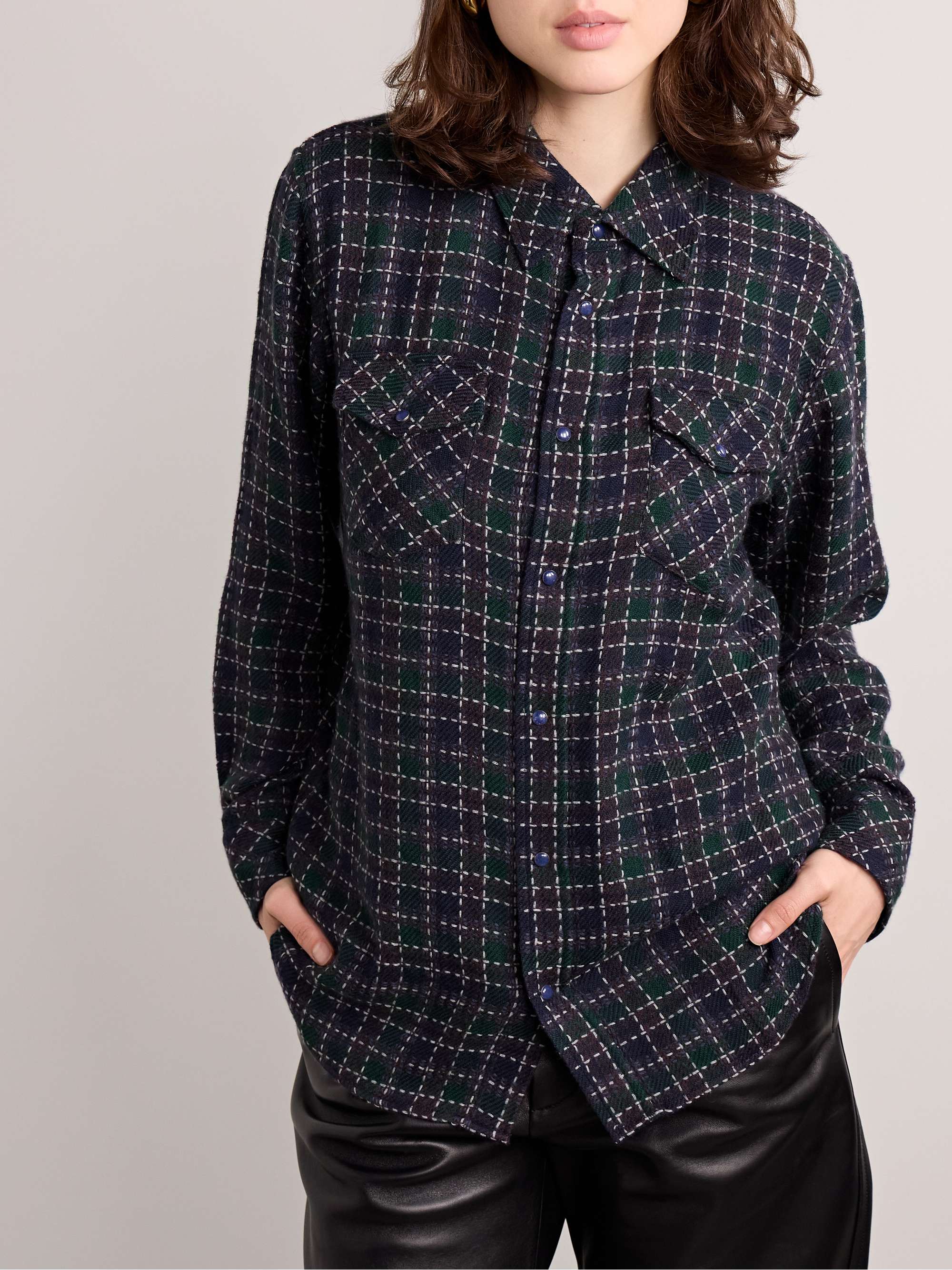 Checked cashmere shirt view