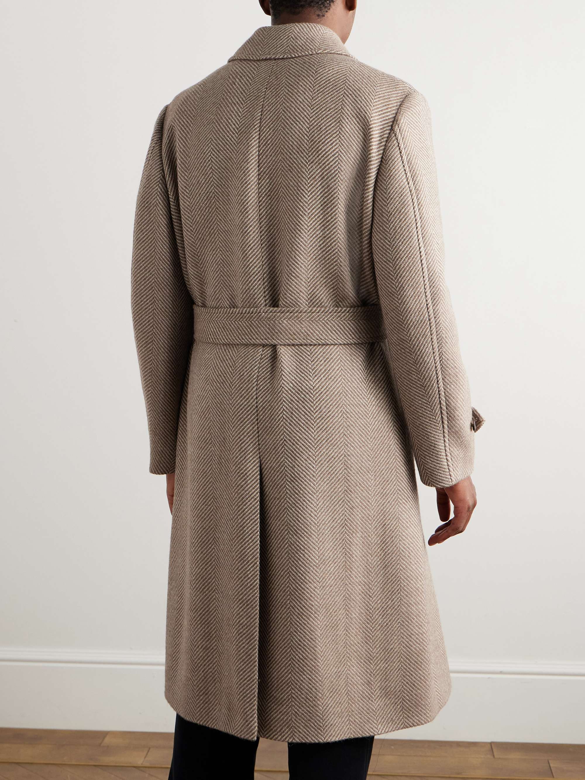 Belted Herringbone Virgin Wool Coat view