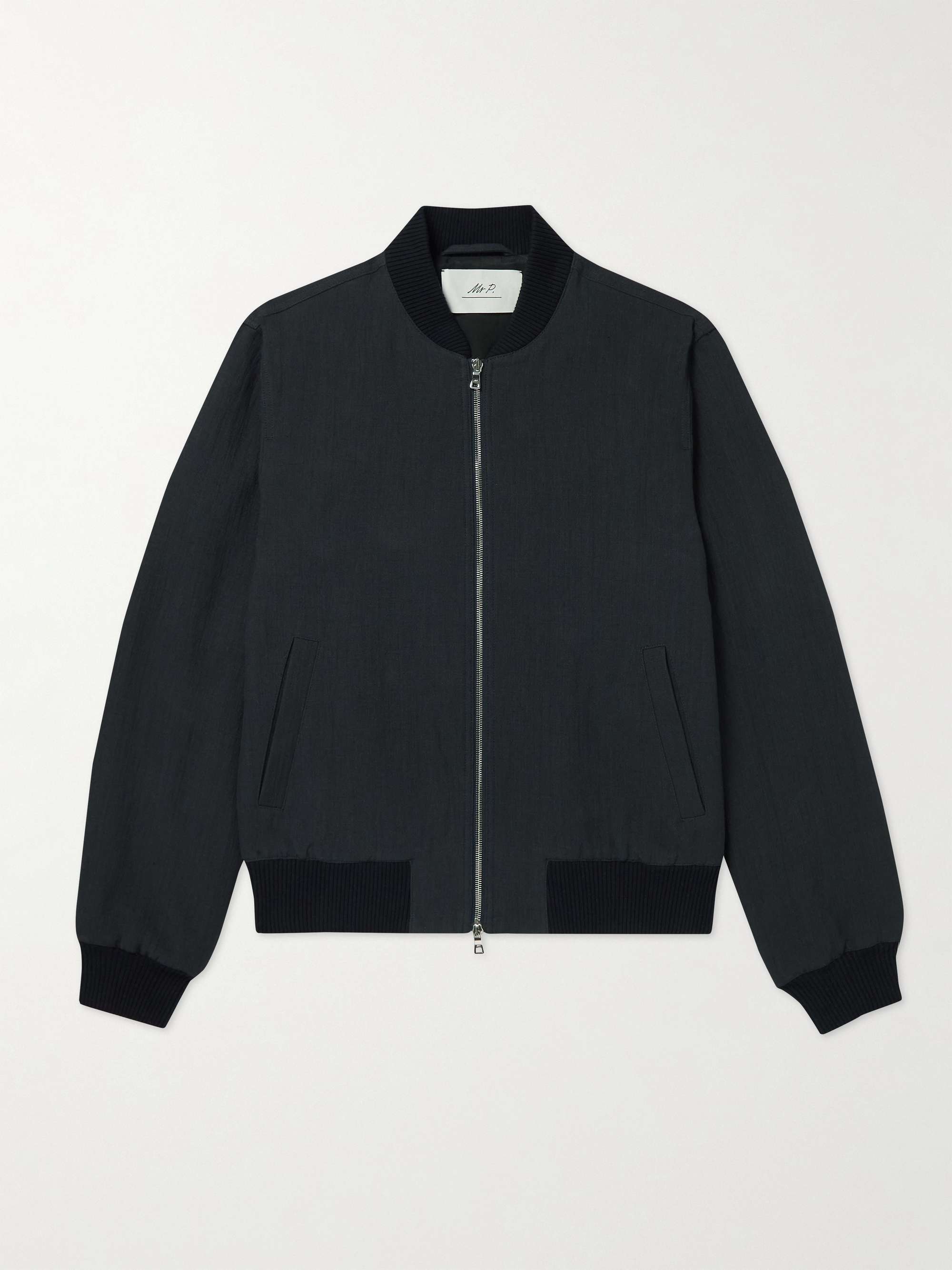 Textured Cotton and Linen-Blend Bomber Jacket view