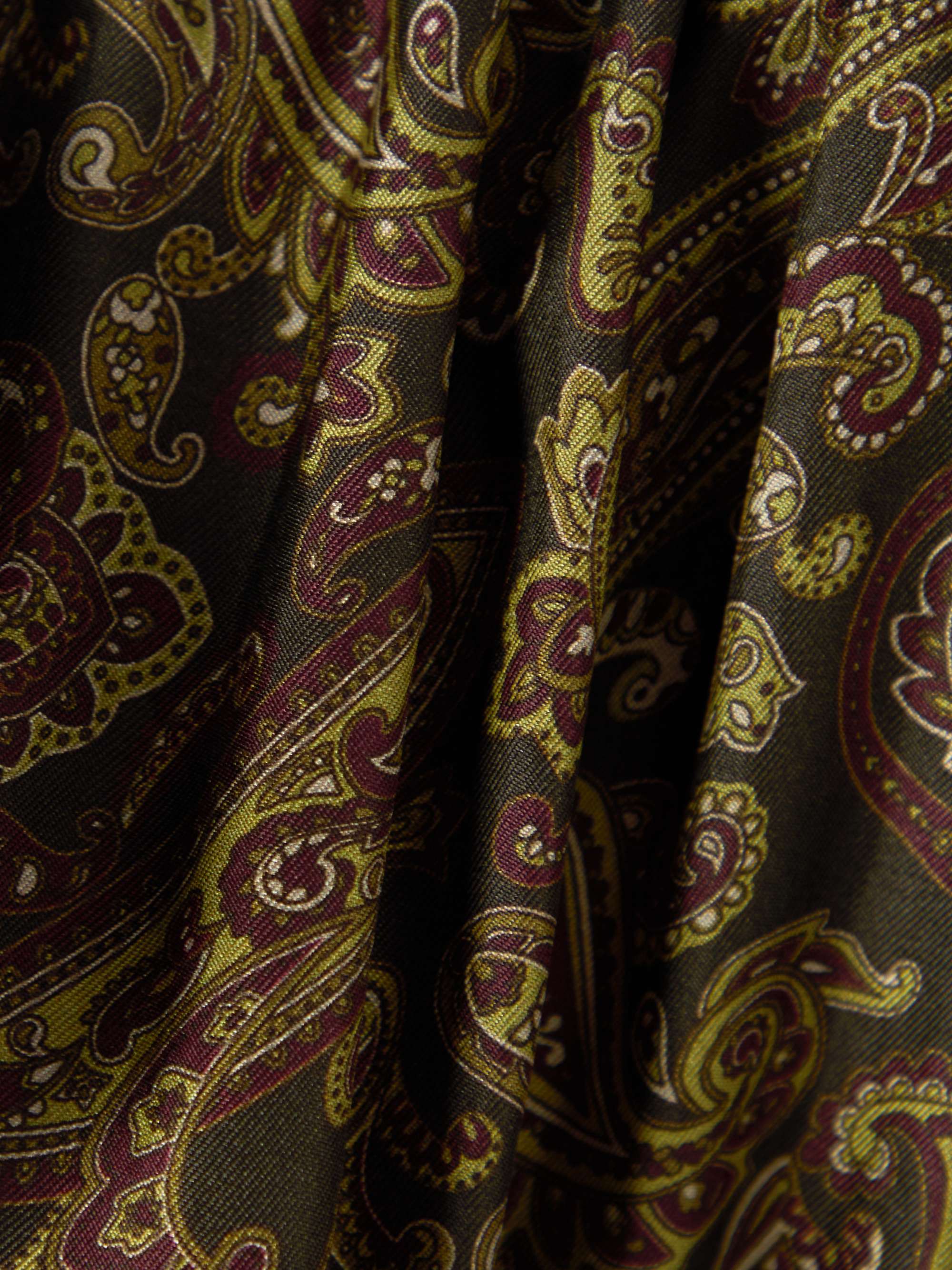 Pussy-bow belted paisley-print silk-twill mini dress view