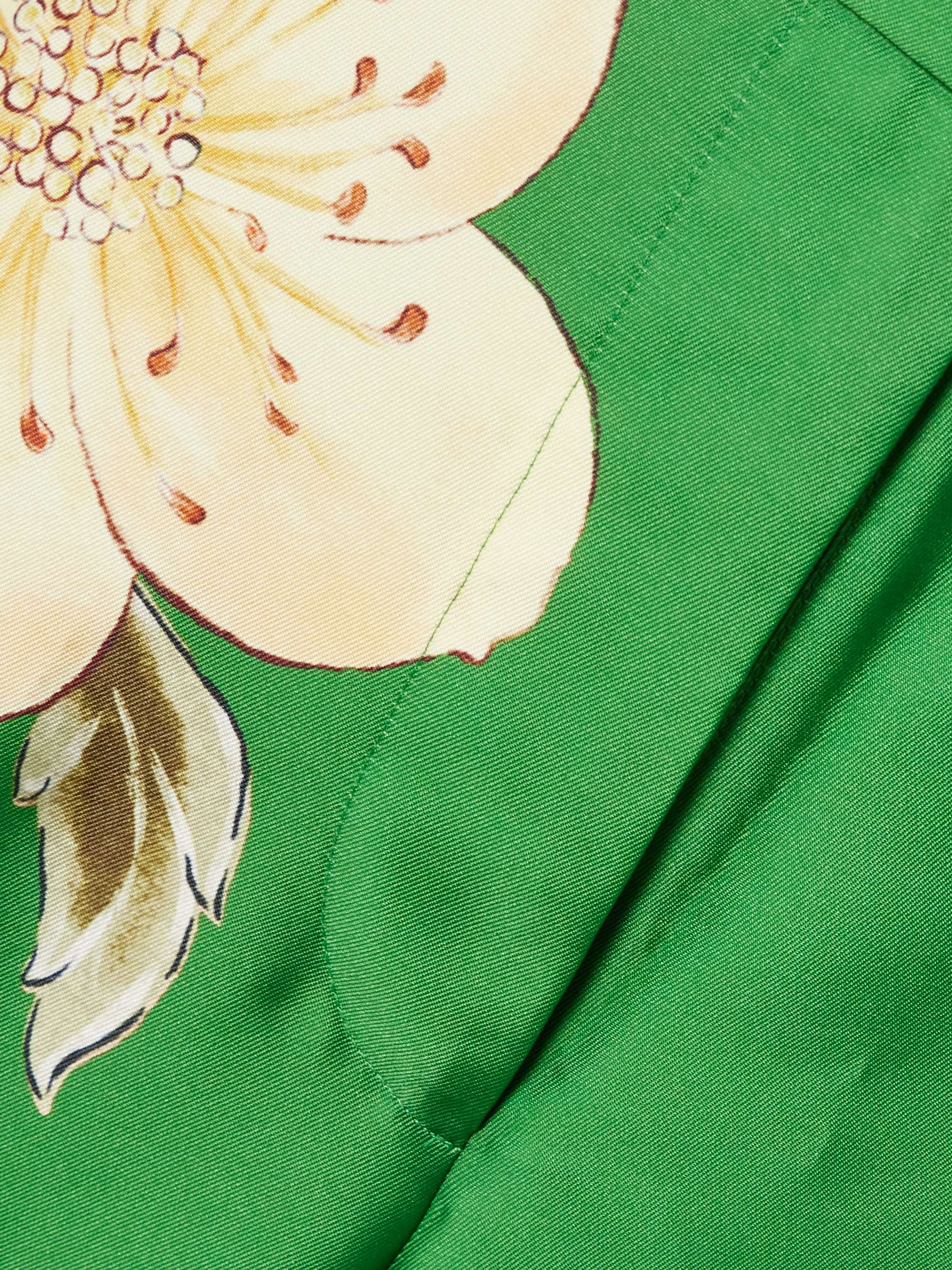 Sage printed recycled satin-twill wide-leg pants view