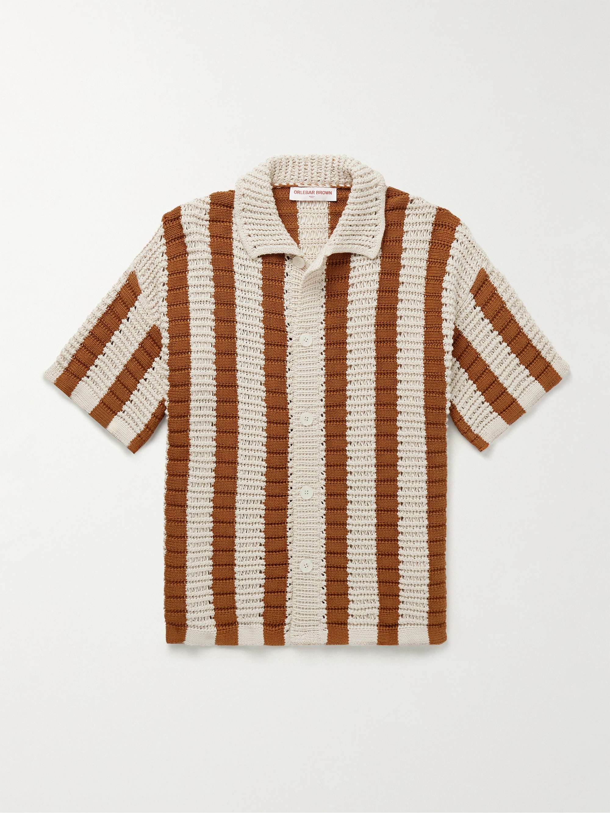 Thomas Striped Crocheted Cotton Shirt view