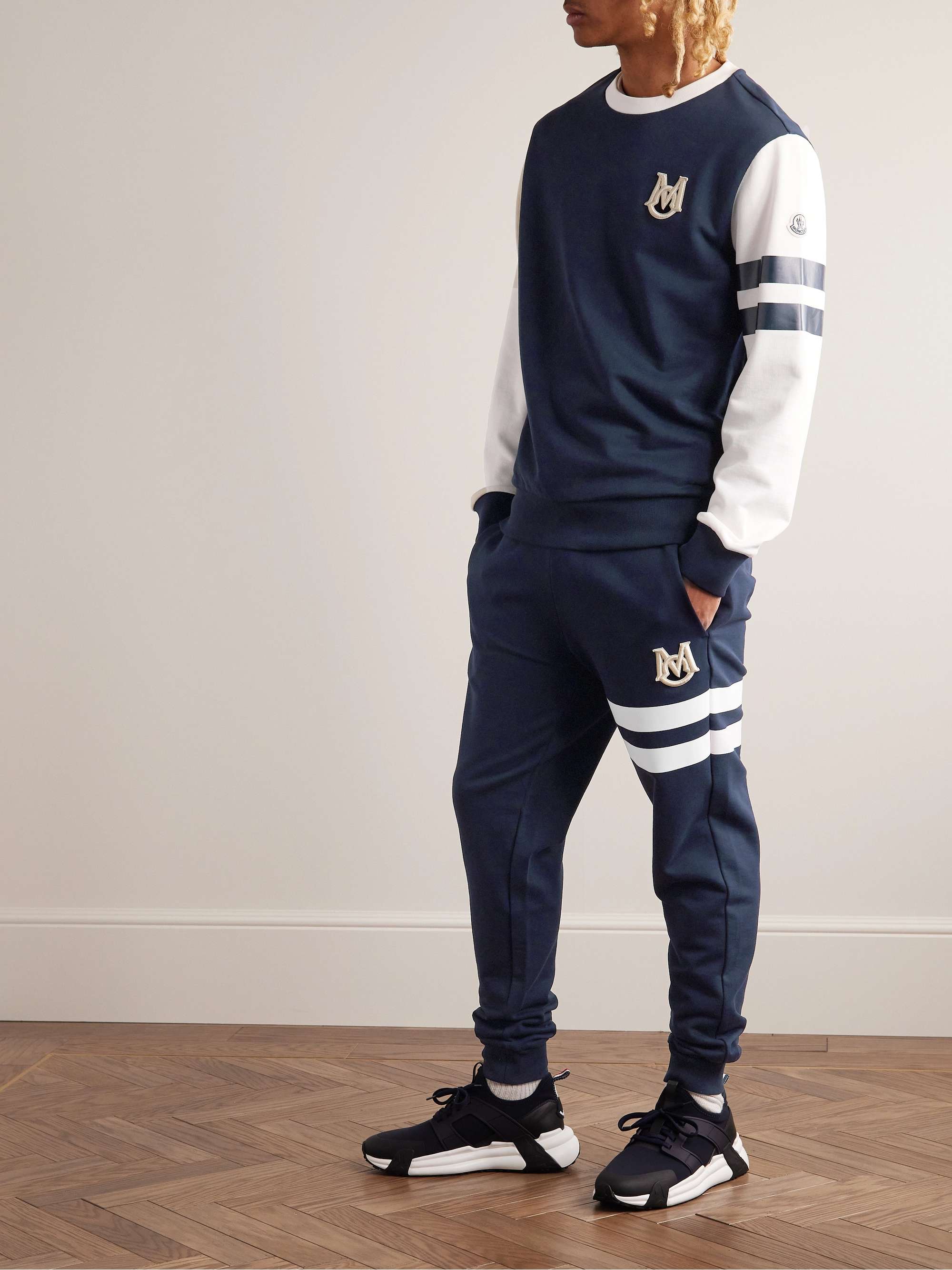 Logo-Embroidered Two-Tone Cotton-Jersey Sweatshirt view