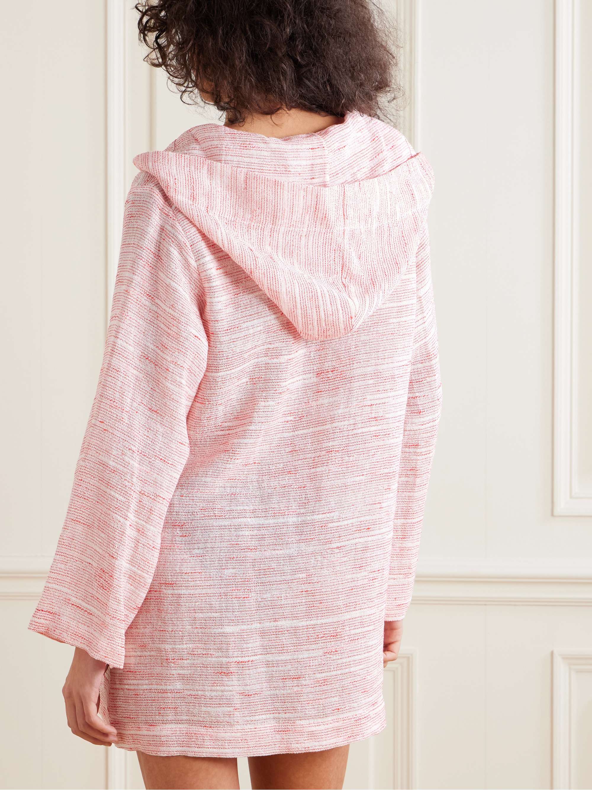 Hooded striped linen-blend gauze tunic view