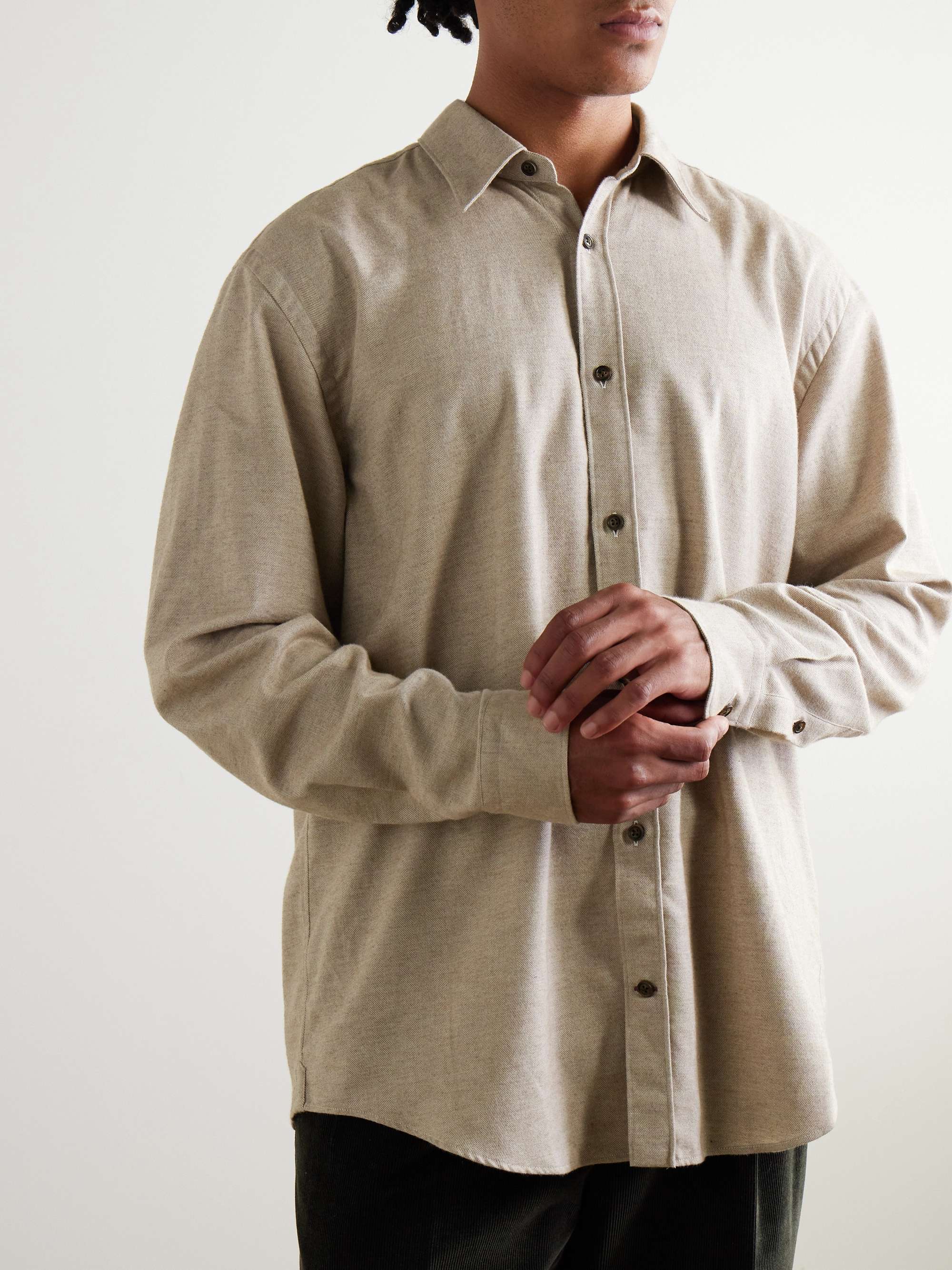 Herringbone Cotton-Flannel Shirt view