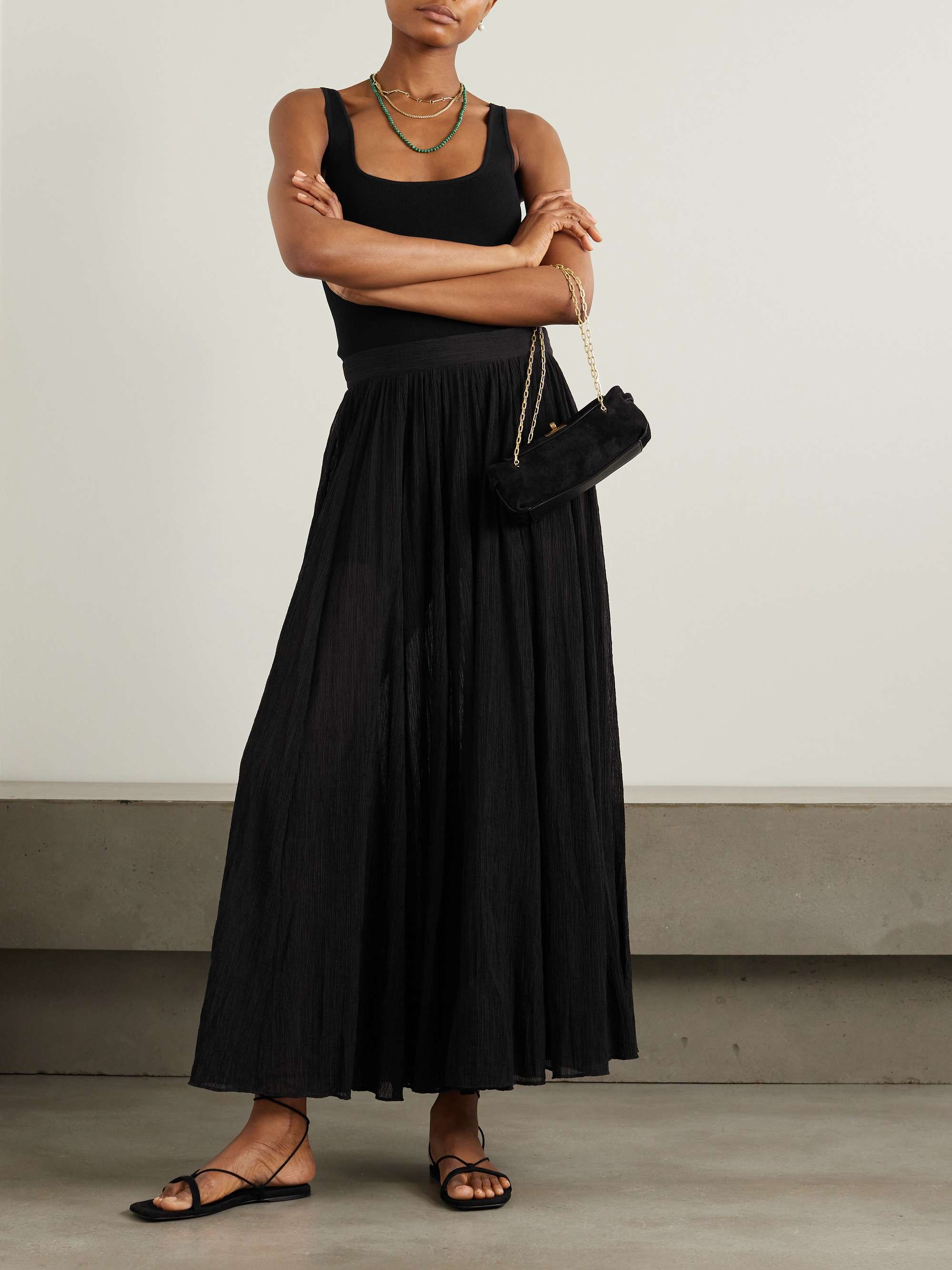 Plissé-organic cotton-blend maxi skirt view