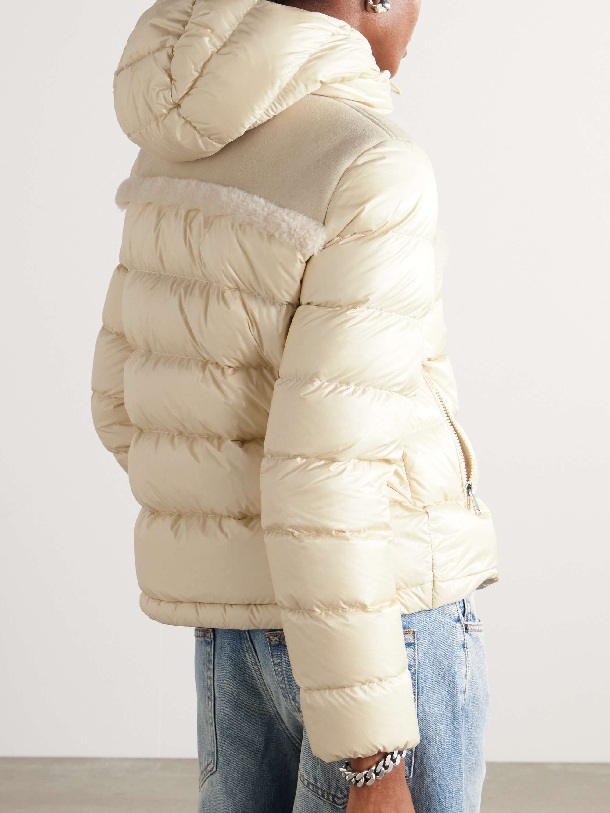 Beauvais shearling-paneled quilted shell hooded down jacket view