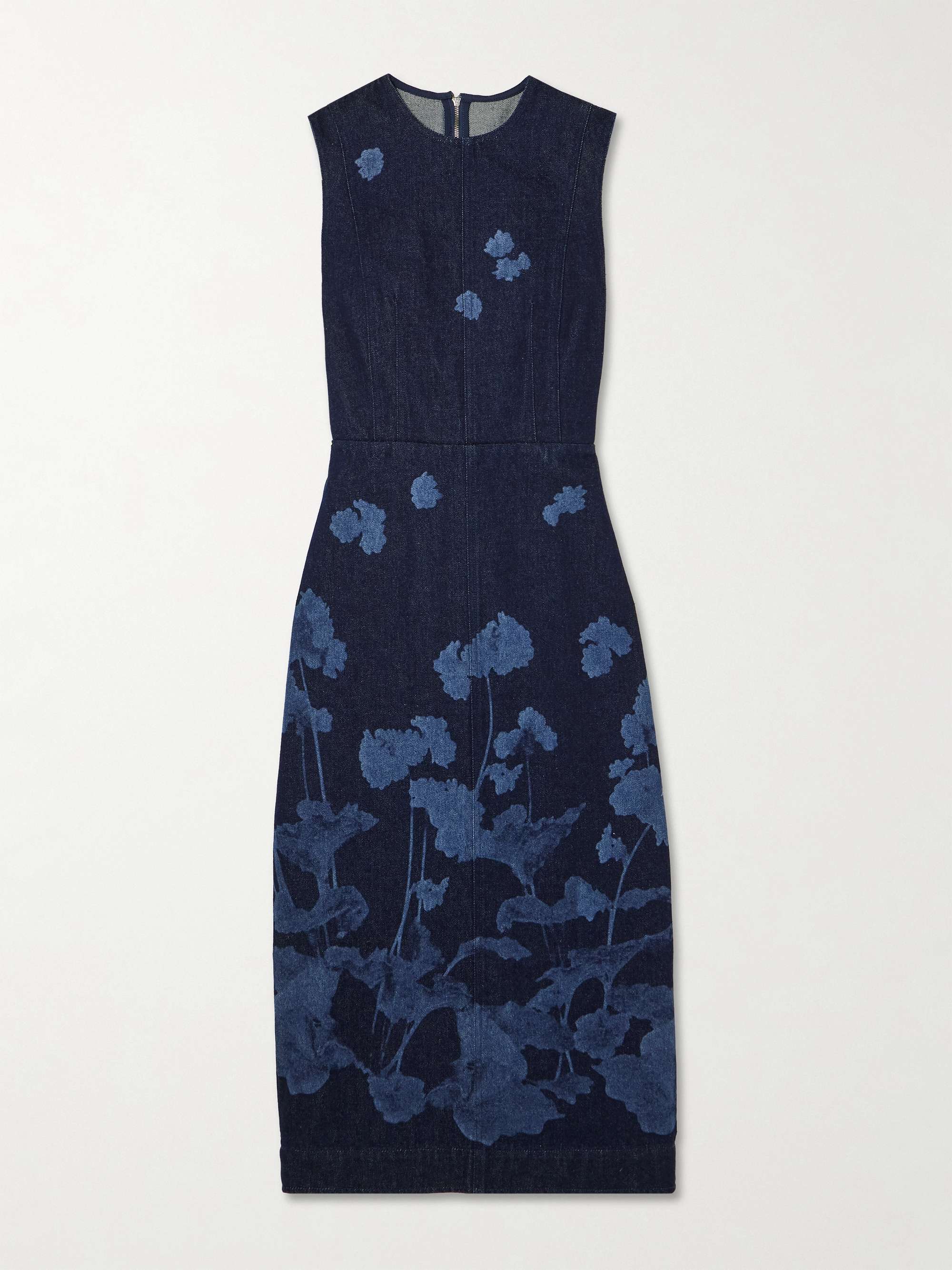 Elena floral-print denim midi dress view