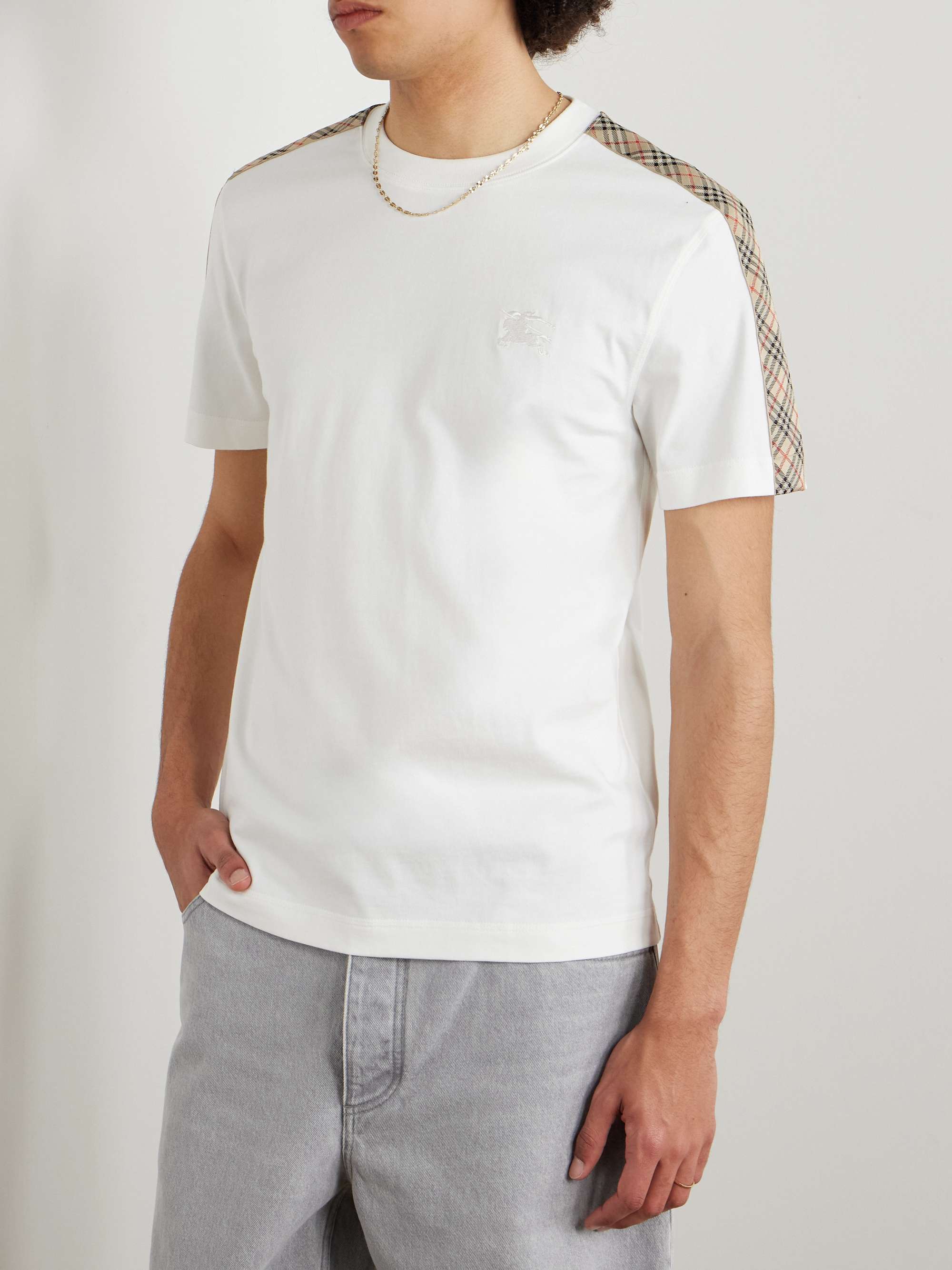 Checked Cotton-Jersey T-Shirt view