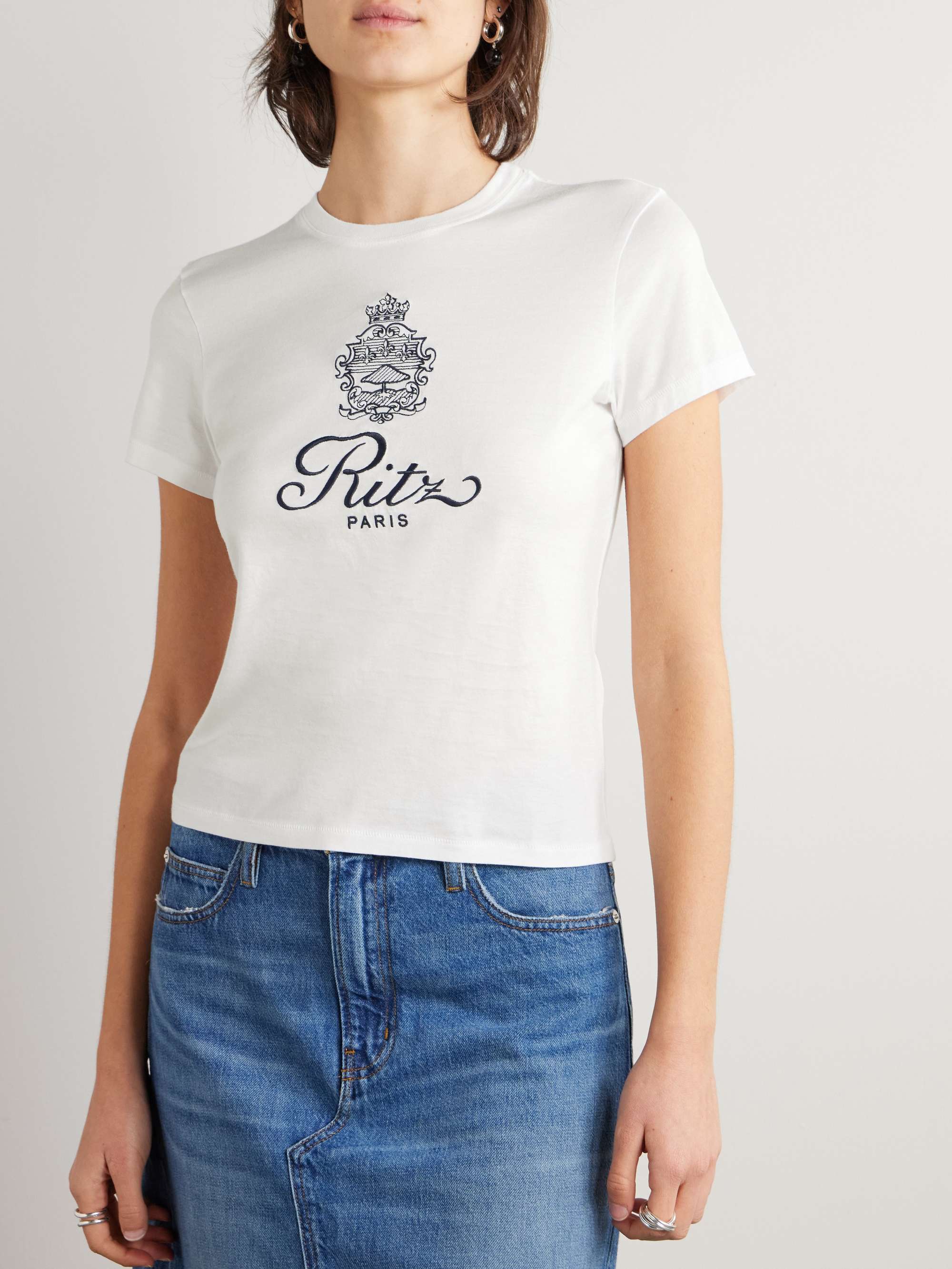+ Ritz Paris embroidered cotton-jersey T-shirt view