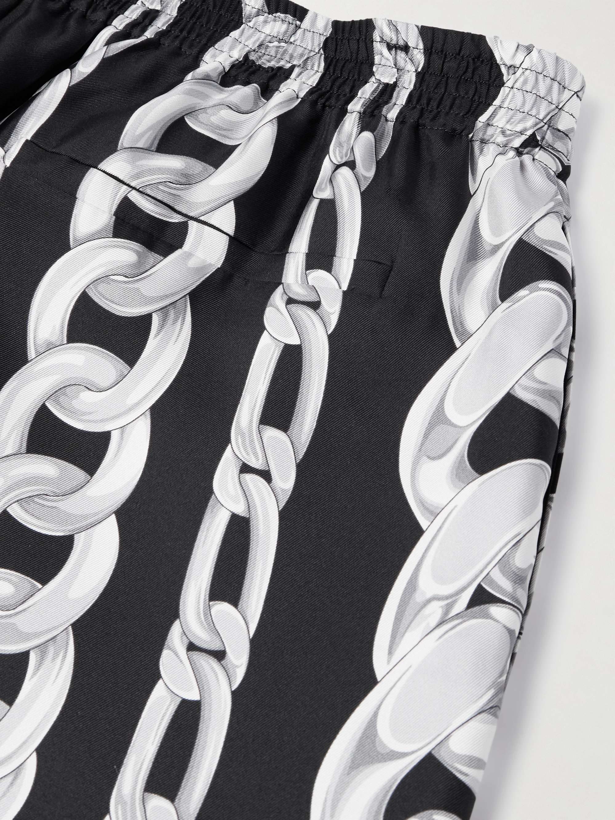 Medusa Wide-Leg Printed Silk-Twill Shorts view