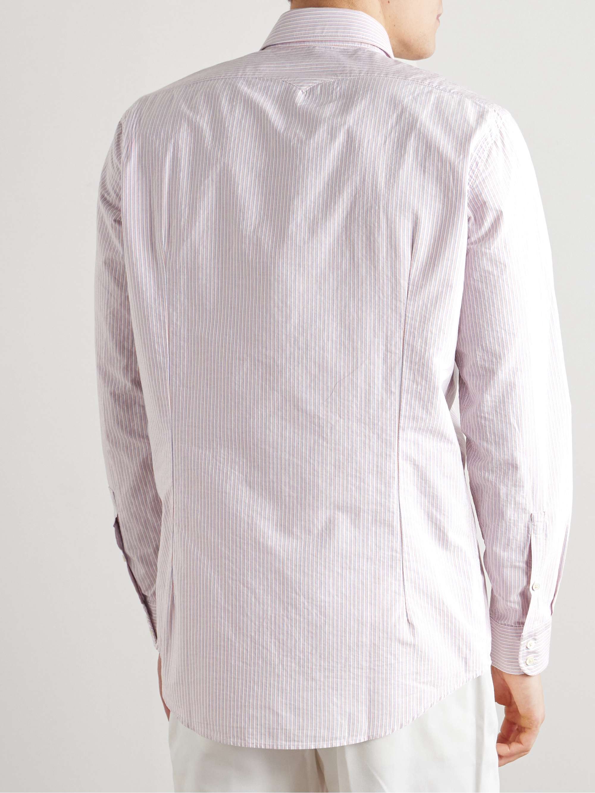 Cutaway-Collar Striped Cotton-Poplin Shirt view