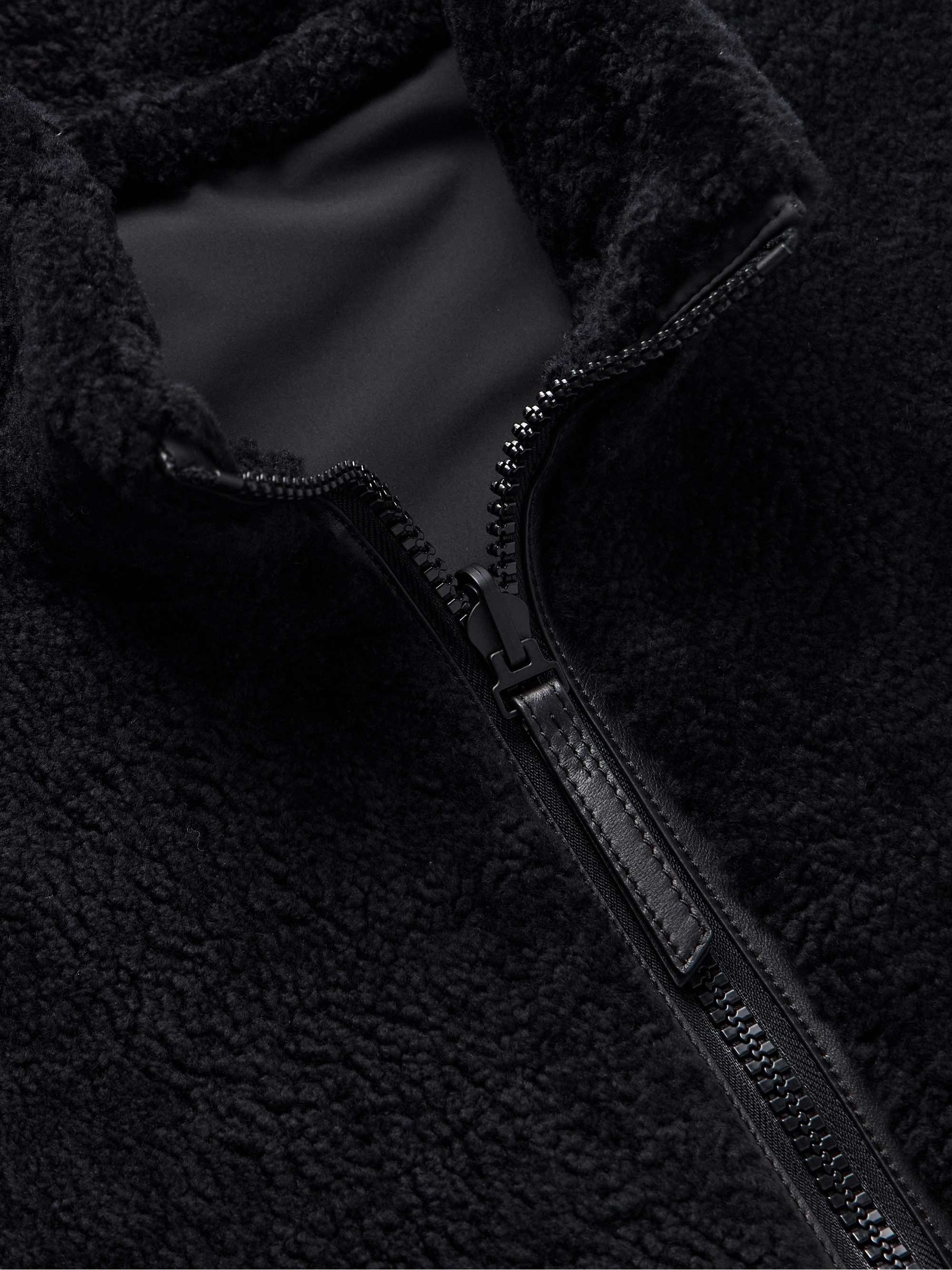 Reversible Leather-Trimmed Shearling and Shell Gilet view