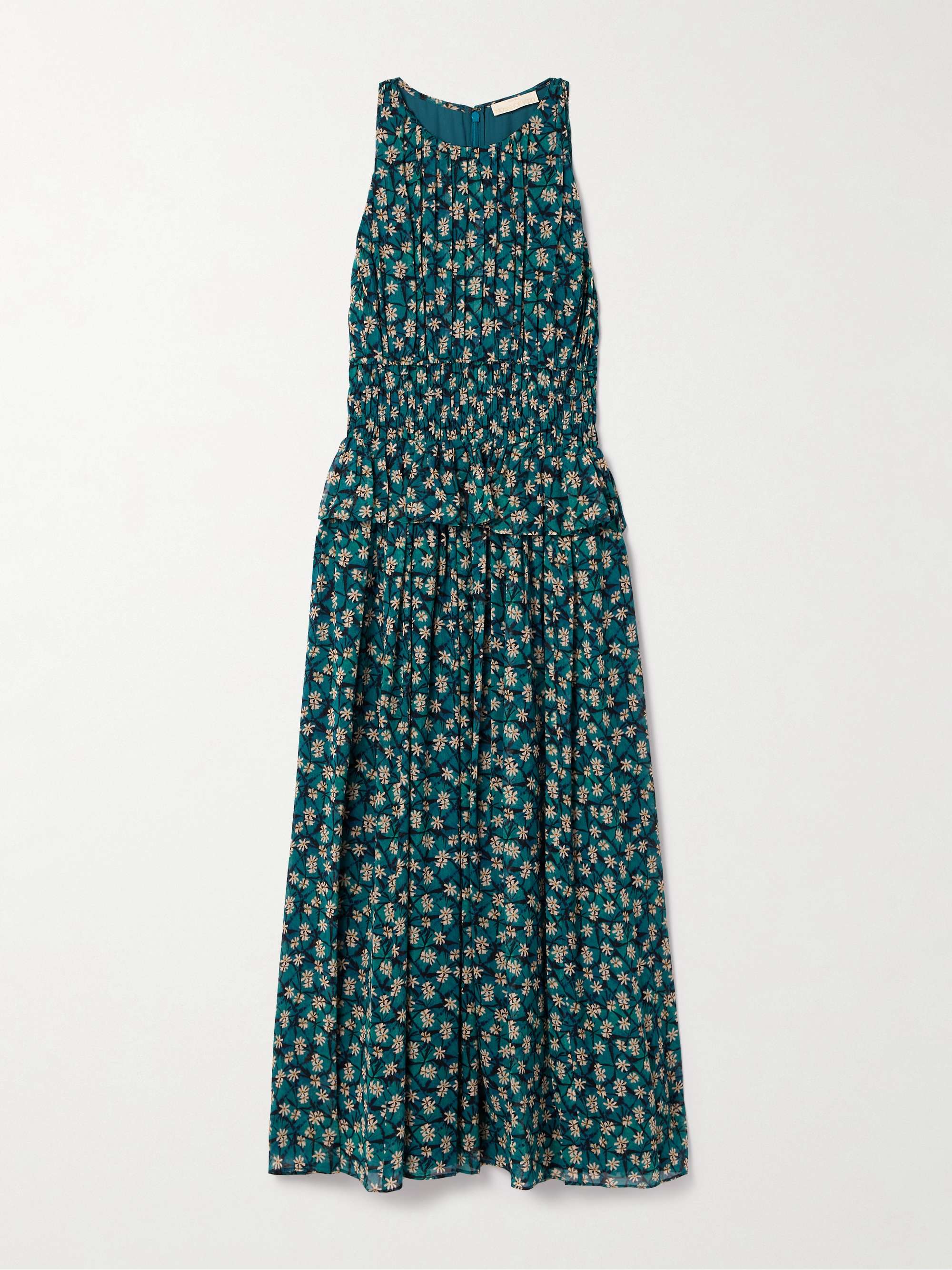 Adeline shirred floral-print silk crepe de chine midi dress view