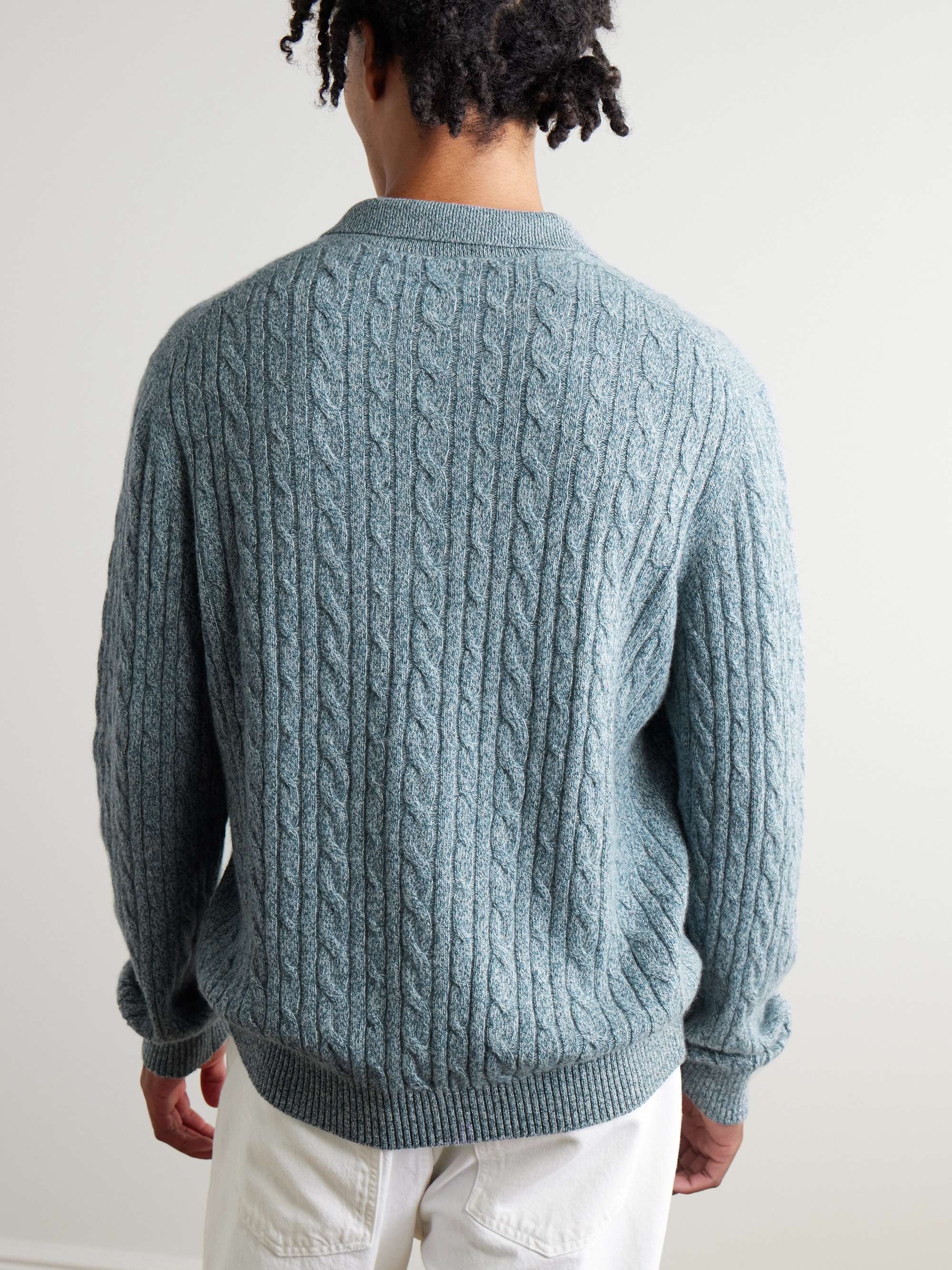 Cable-Knit Cashmere Polo Sweater view