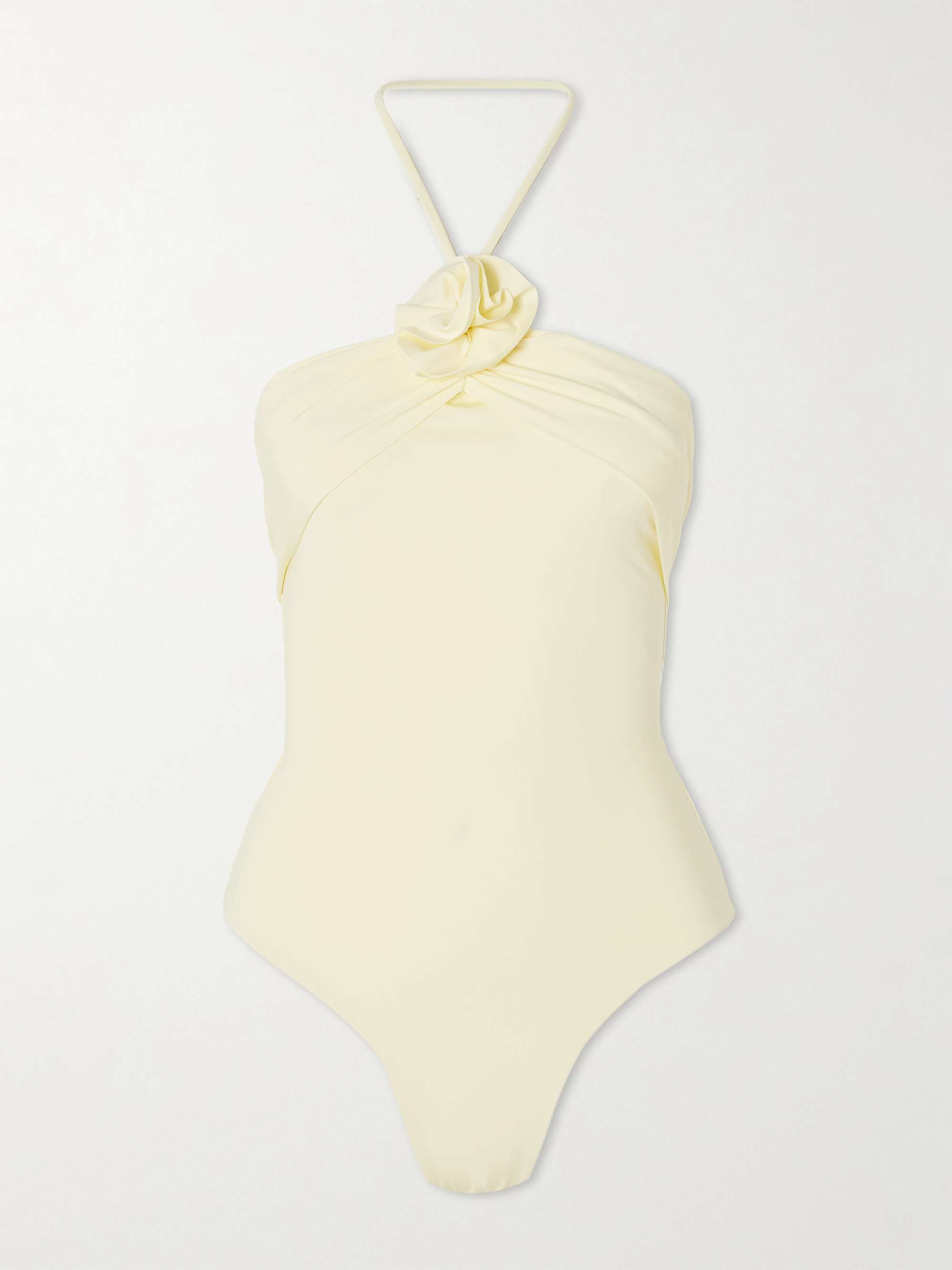 Agapi floral-appliquéd ruched halterneck swimsuit view