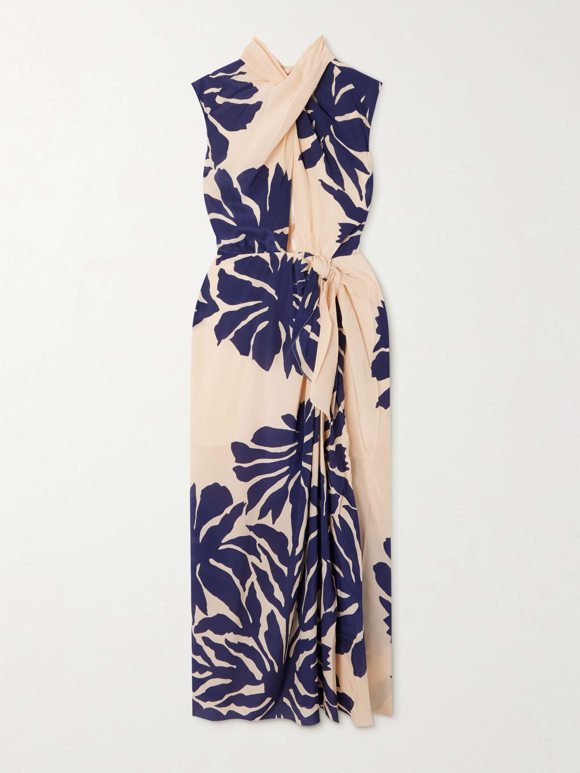 City Wonders tie-front cutout draped printed silk crepe de chine midi dress view
