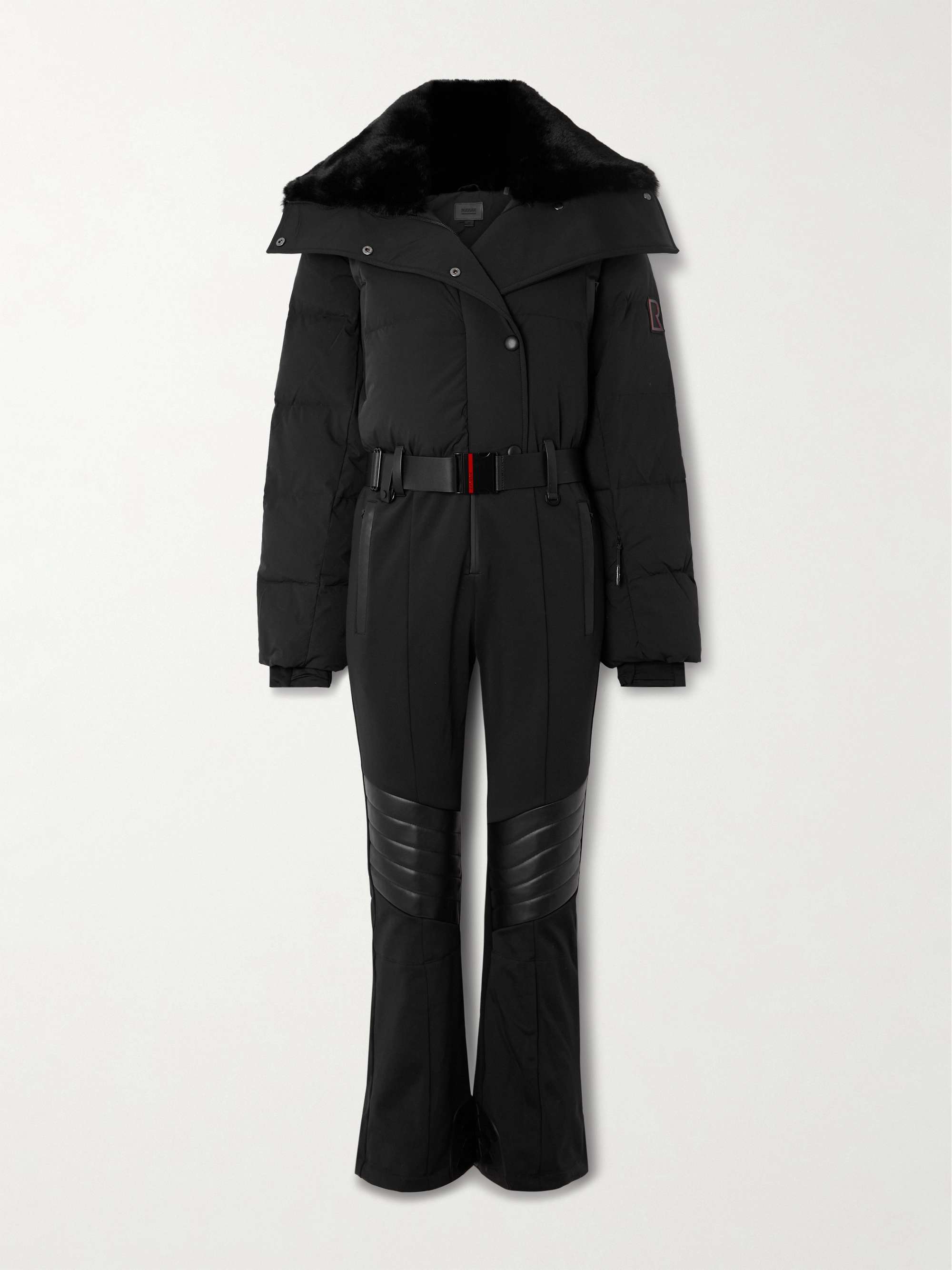 Love plush-trimmed belted quilted shell down ski suit view