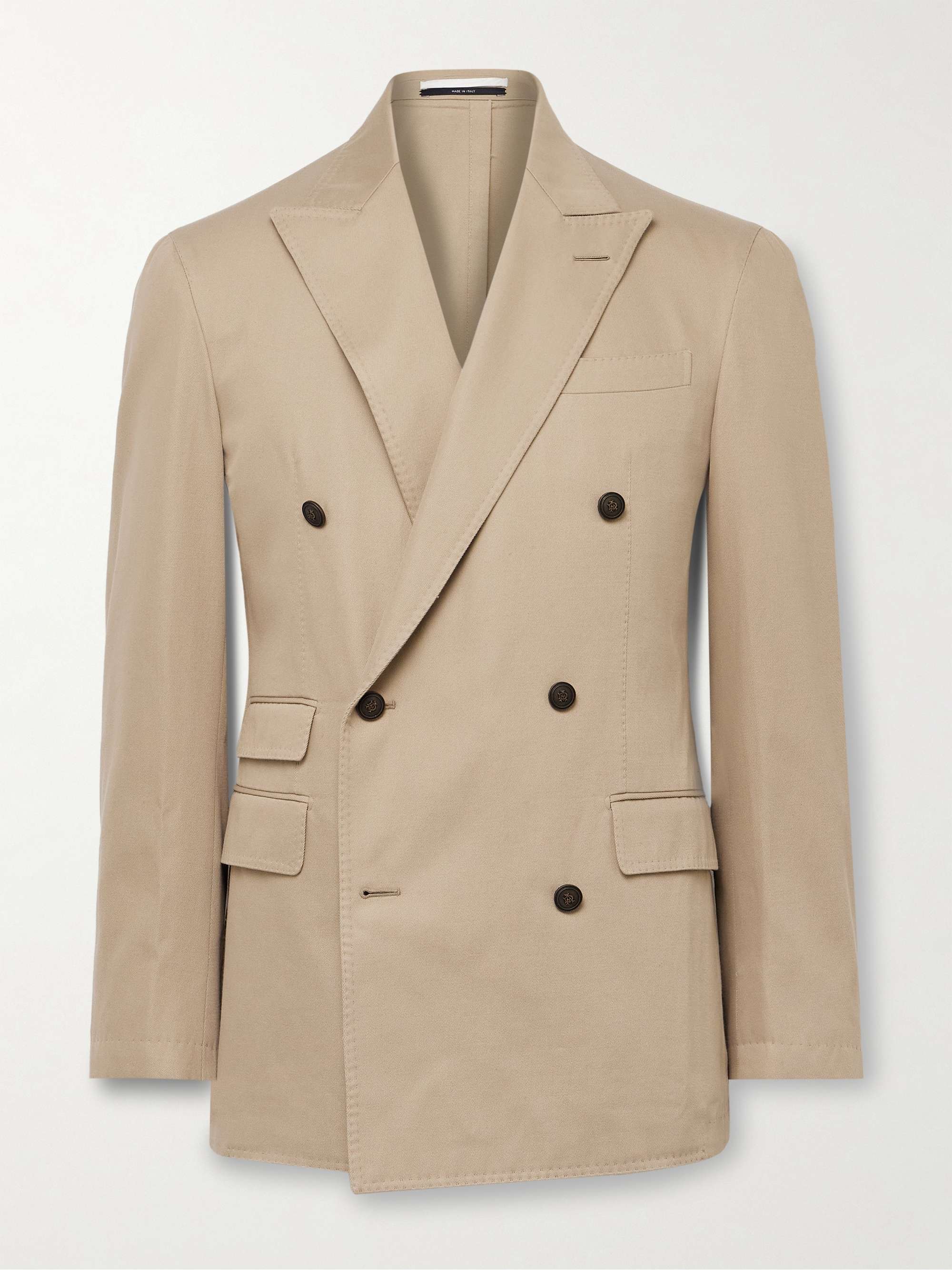 Cavendish Double-Breasted Cotton and Cashmere-Blend Twill Suit Jacket view