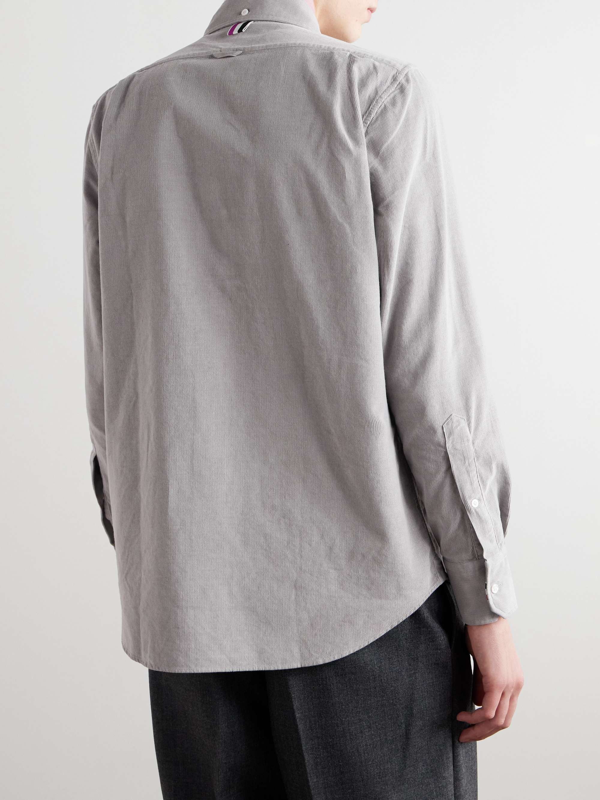 Button-Down Collar Logo-Appliquéd Cotton-Corduroy Shirt view