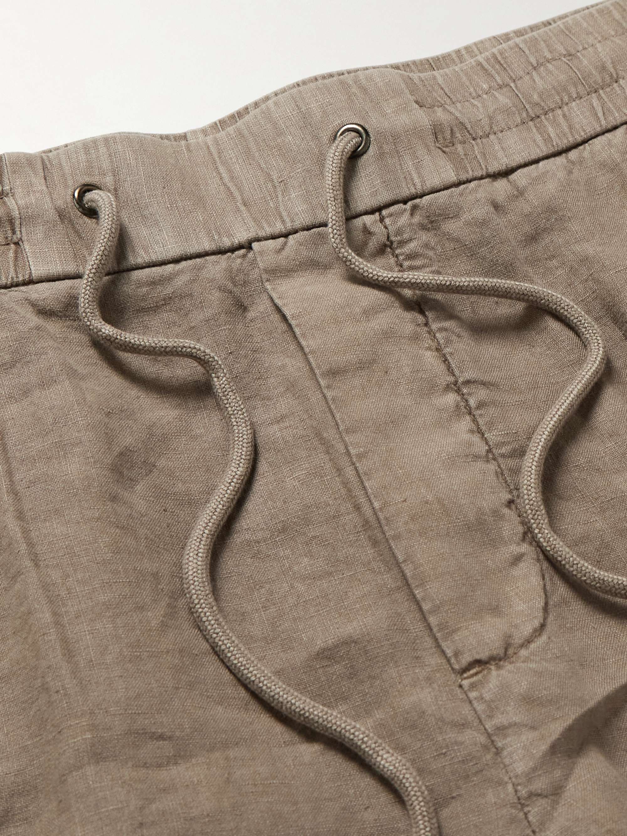 Straight-Leg Garment-Dyed Linen Drawstring Shorts view