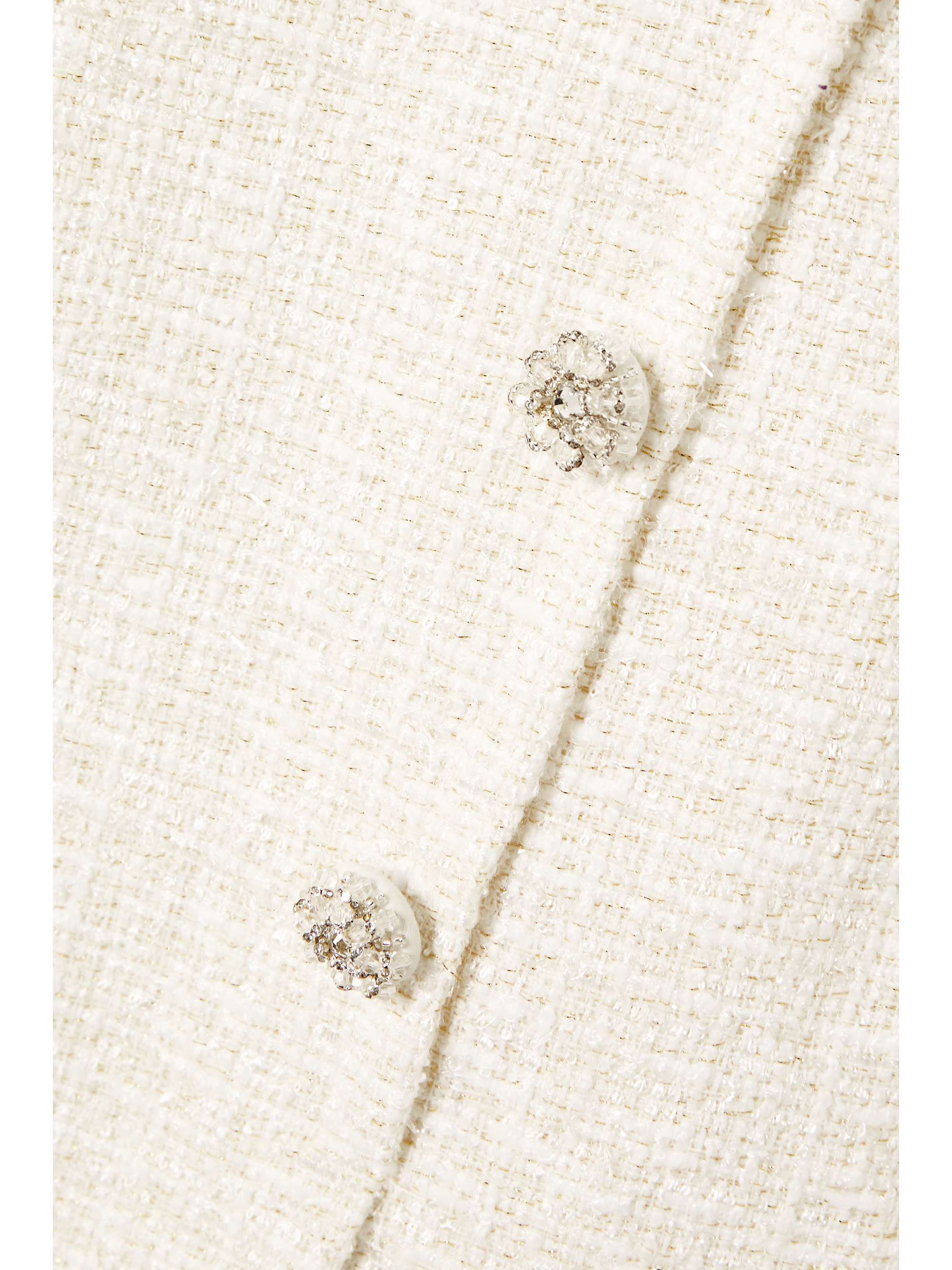 Belted satin-trimmed metallic bouclé-tweed midi skirt view
