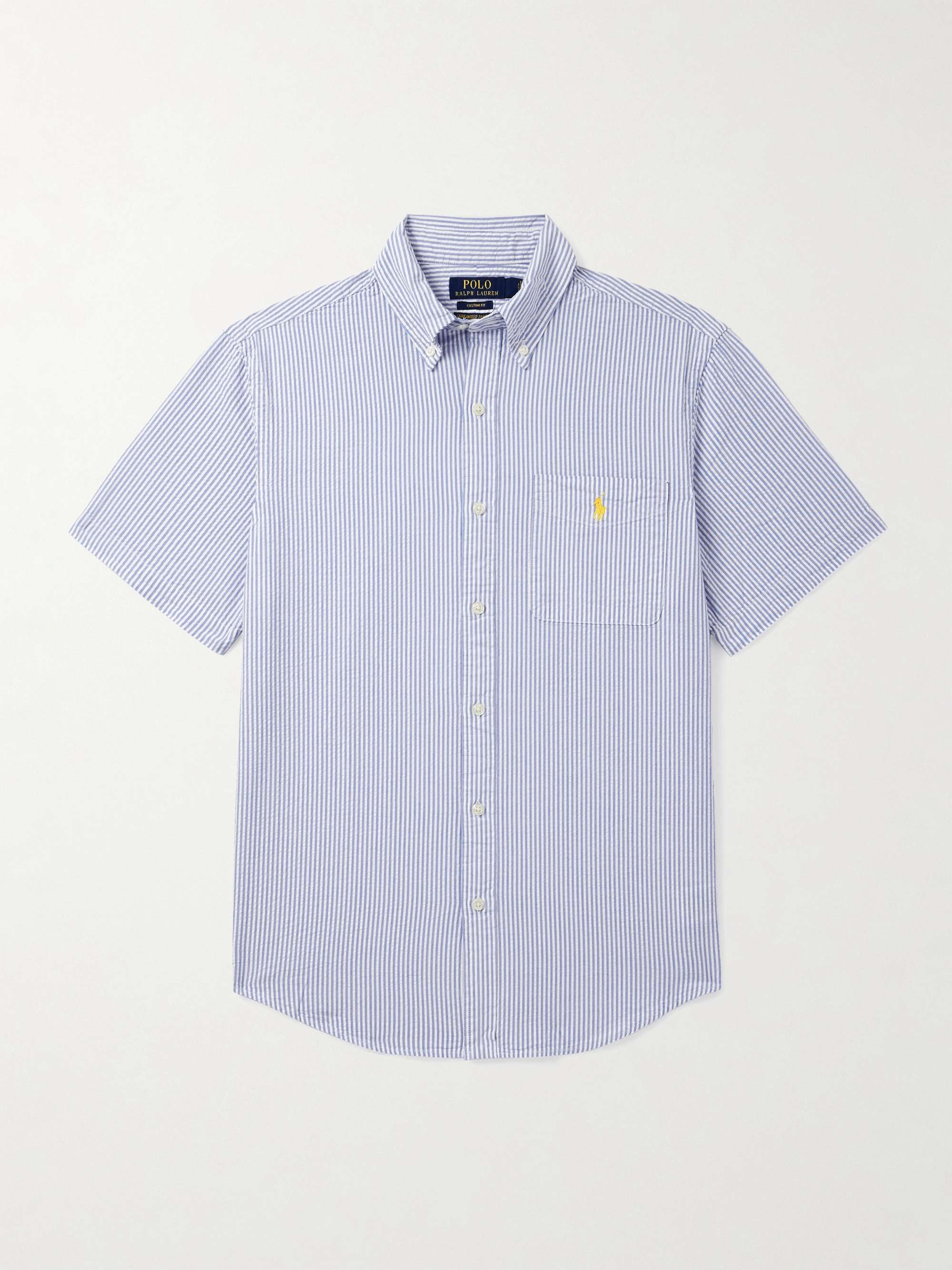 Button-Down Collar Striped Cotton-Seersucker Shirt view
