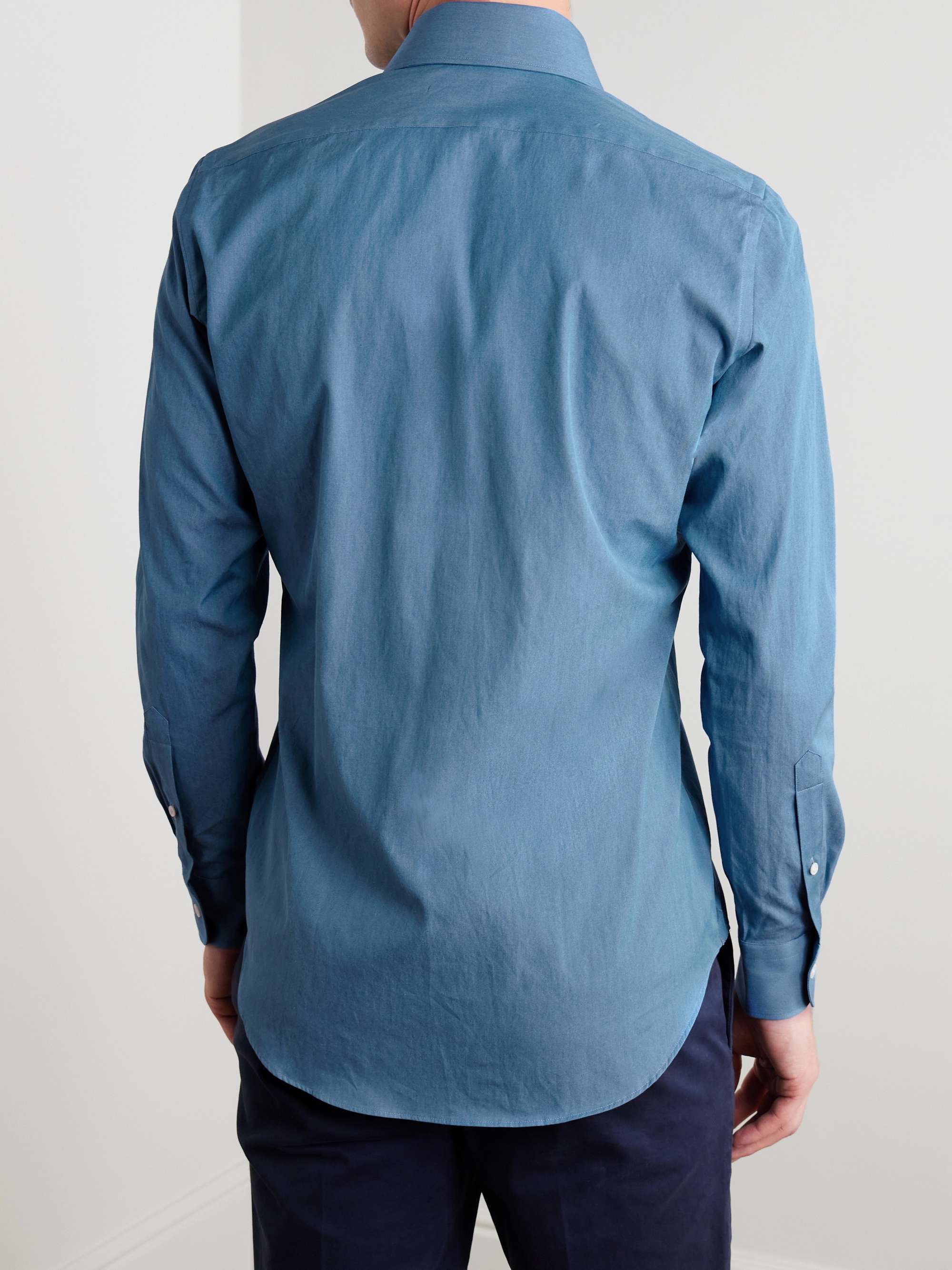 Slim-Fit Cutaway-Collar Cotton-Chambray Shirt view