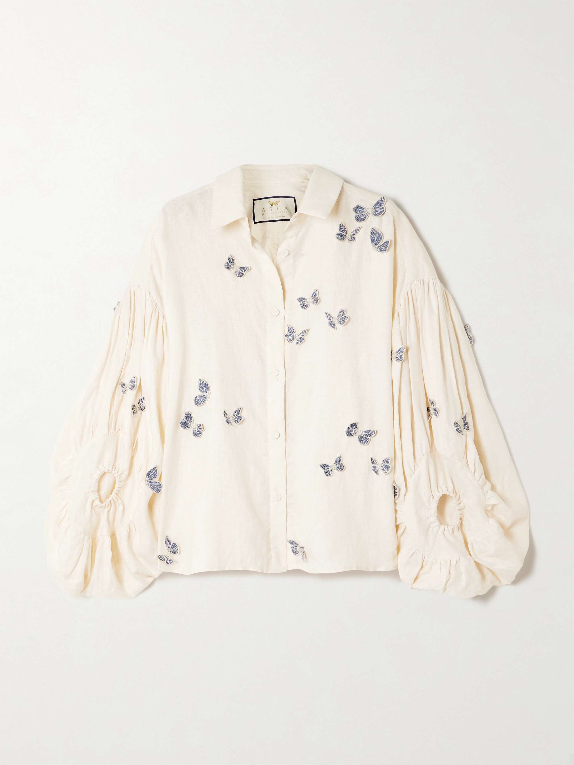 Agar Caracola appliquéd gathered linen shirt view