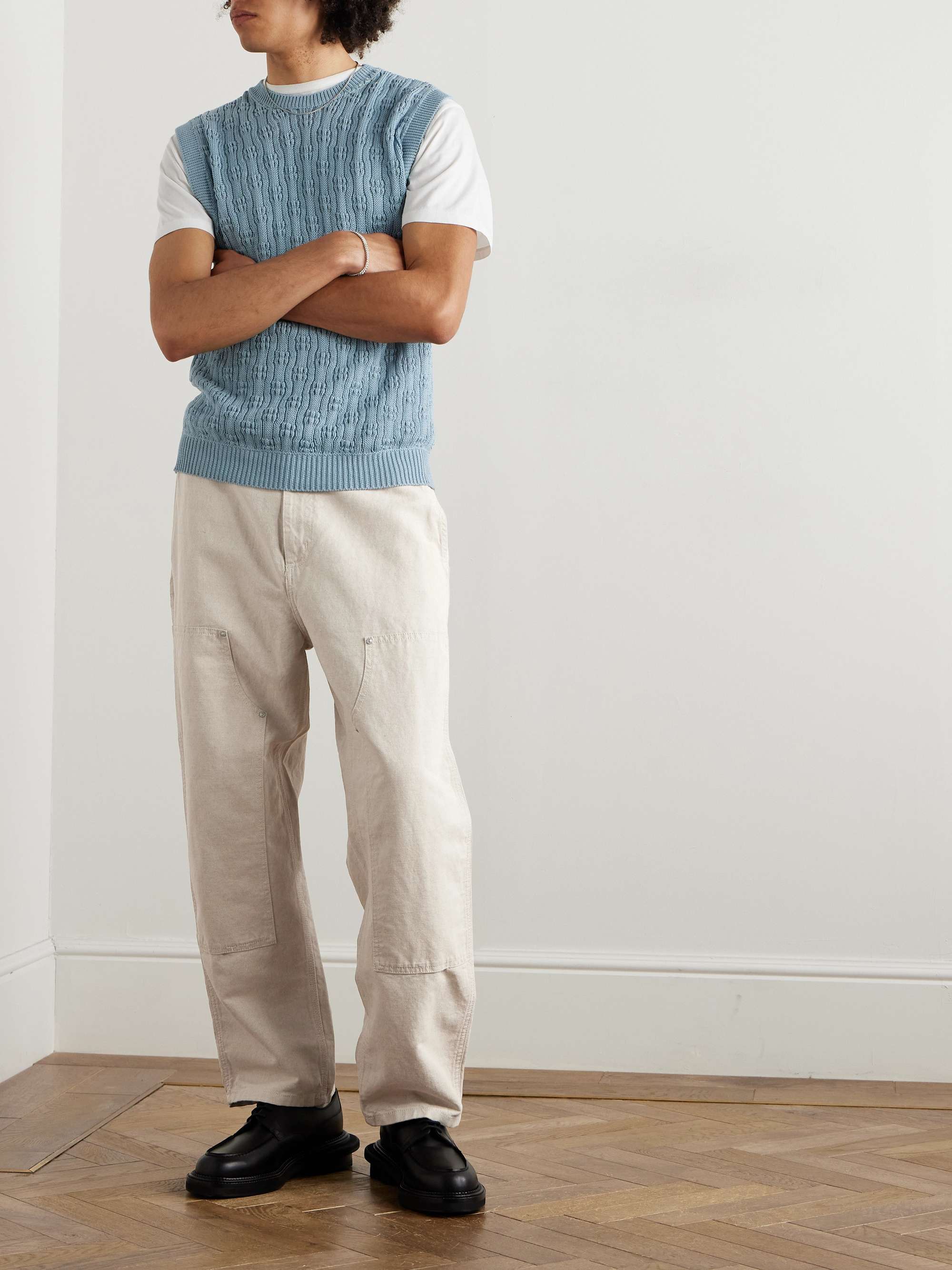 Walter Double Knee Straight-Leg Cotton-Canvas Trousers view
