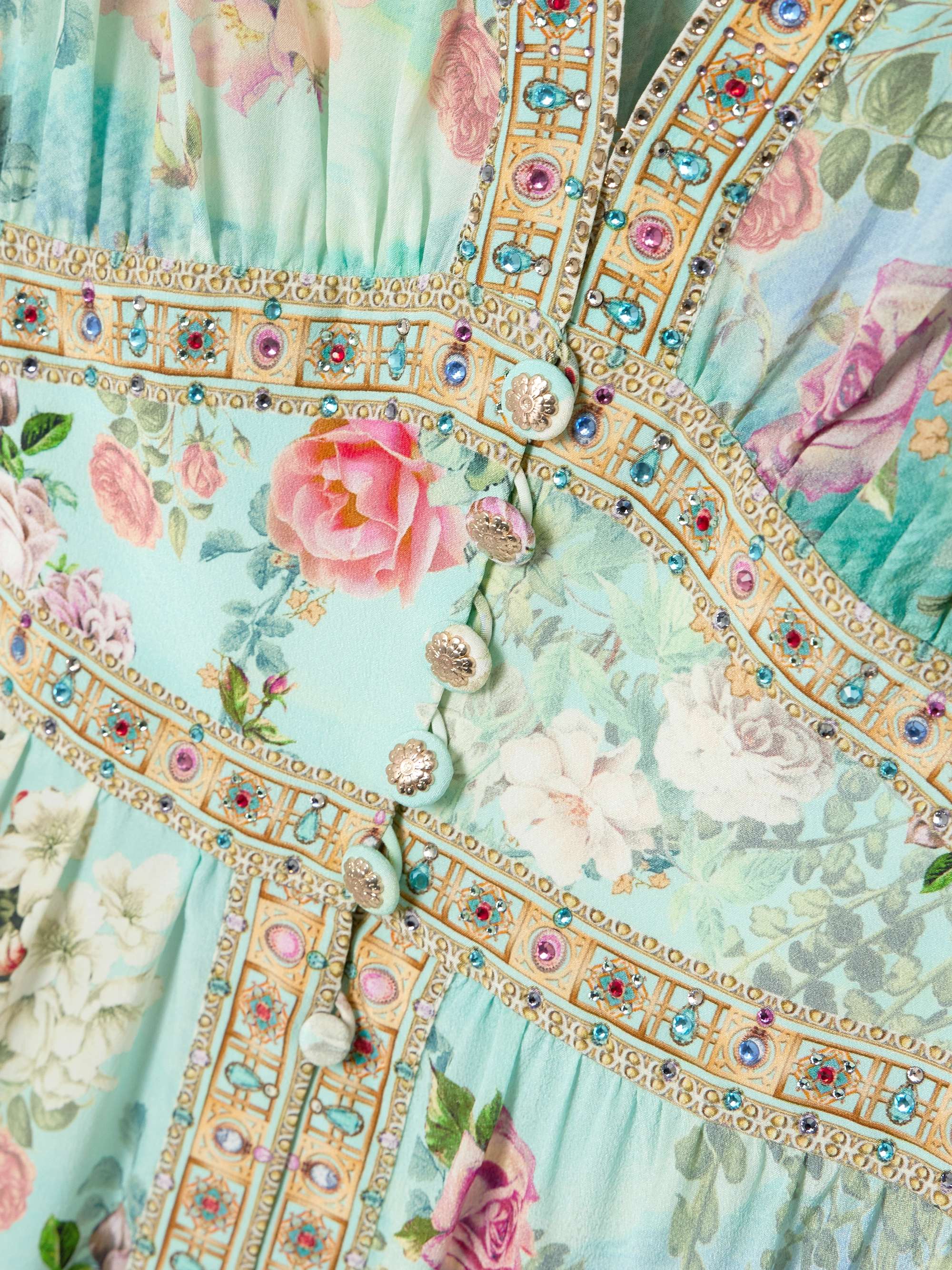 The Jewellery Museum embellished shirred printed silk-crepe maxi dress view